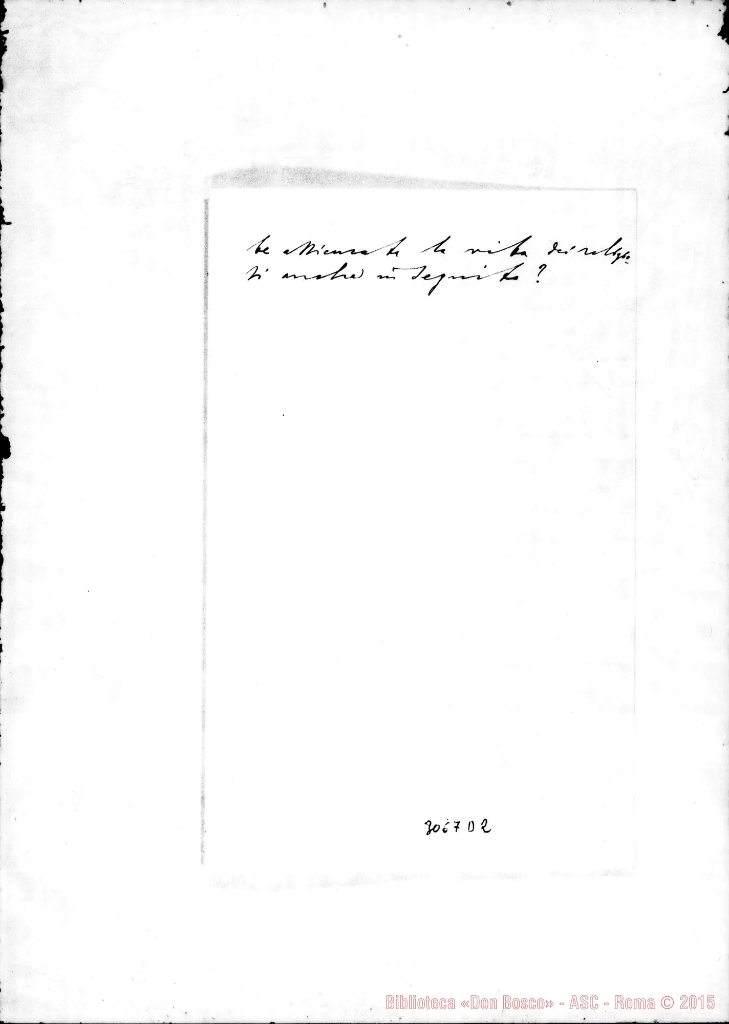 Fotogramma D 2 — Acci, altra di D. Farina C. A Rev.mo Sig. Canonico, s.d.