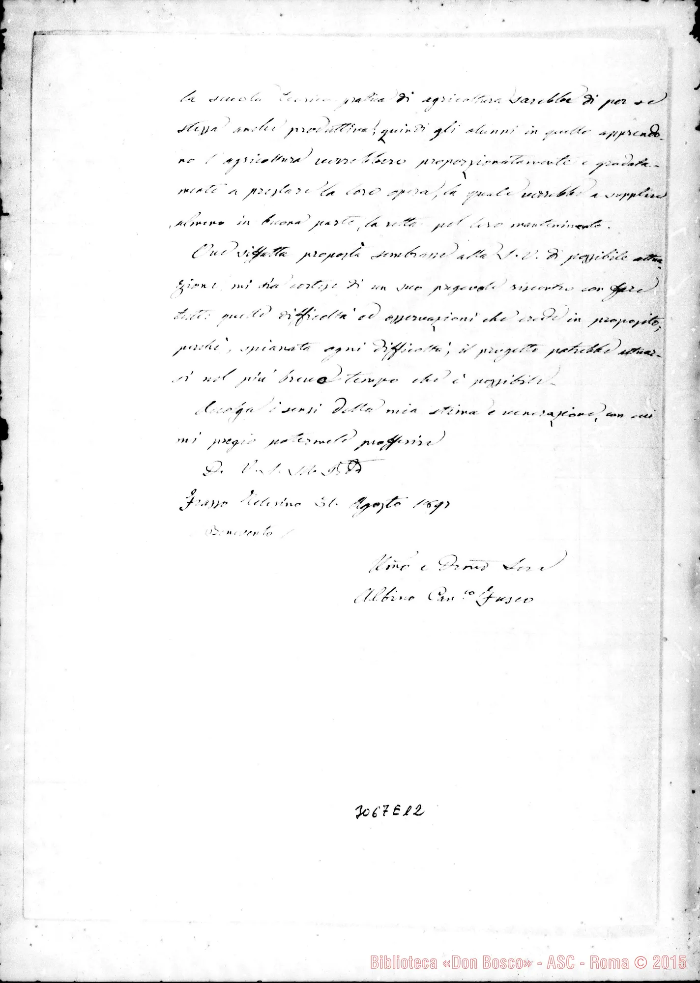 Fotogramma E 12 — Frasso Telesino: Albino can. Fusco - Rev. Signore. Frasso T., 31-08-1897