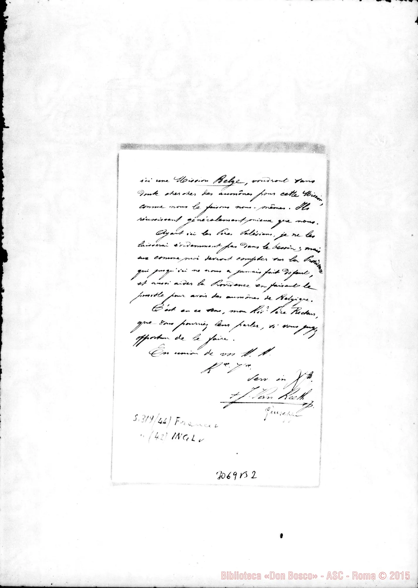 Fotogramma B 2 — Galle: Giuseppe Van Reeth, vesc. - Pére Recteur. Galle, 24-01-1903
