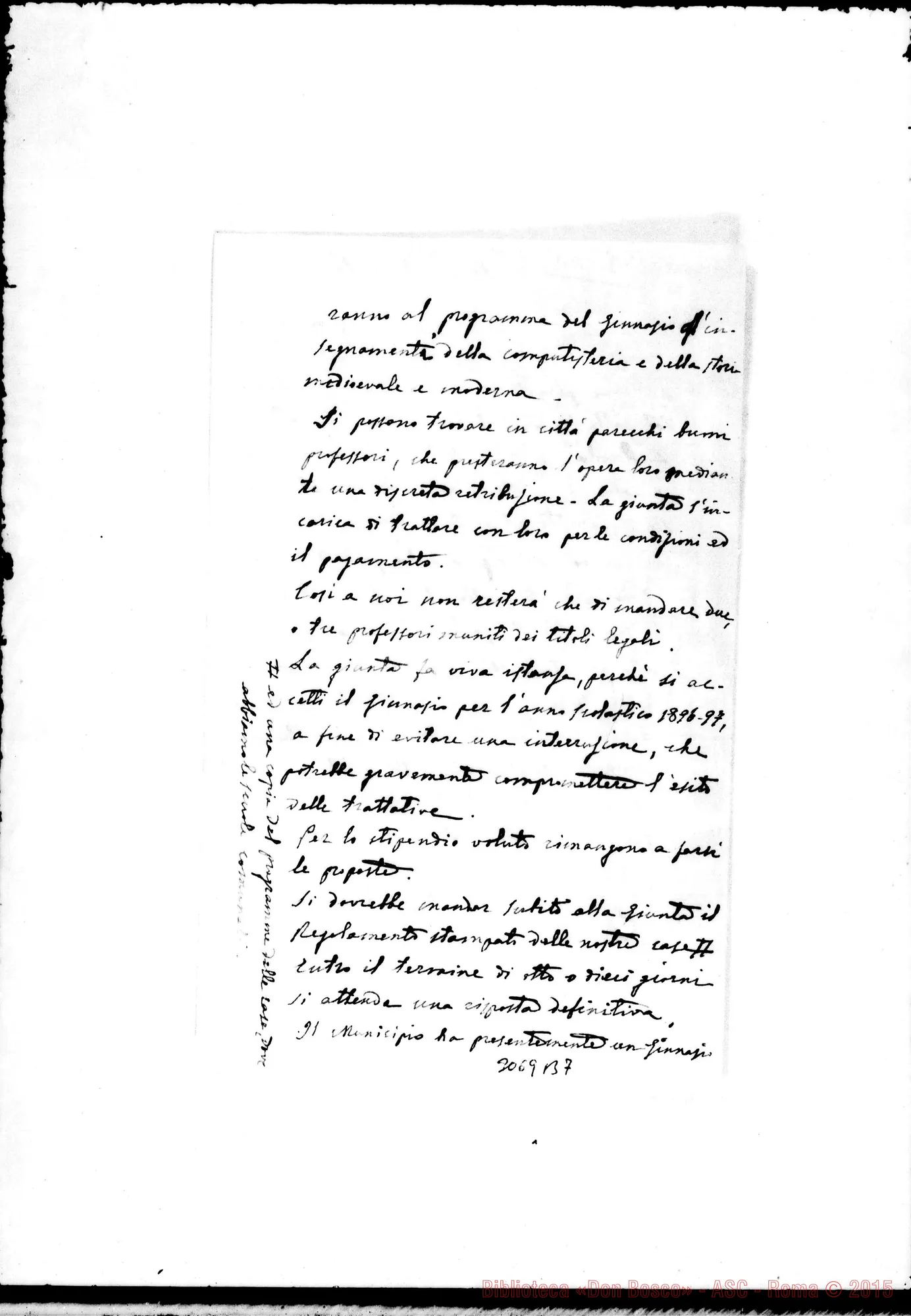 Fotogramma B 7 — Lettera A D. Rua da Bari, il 5-02-1896. senza firma