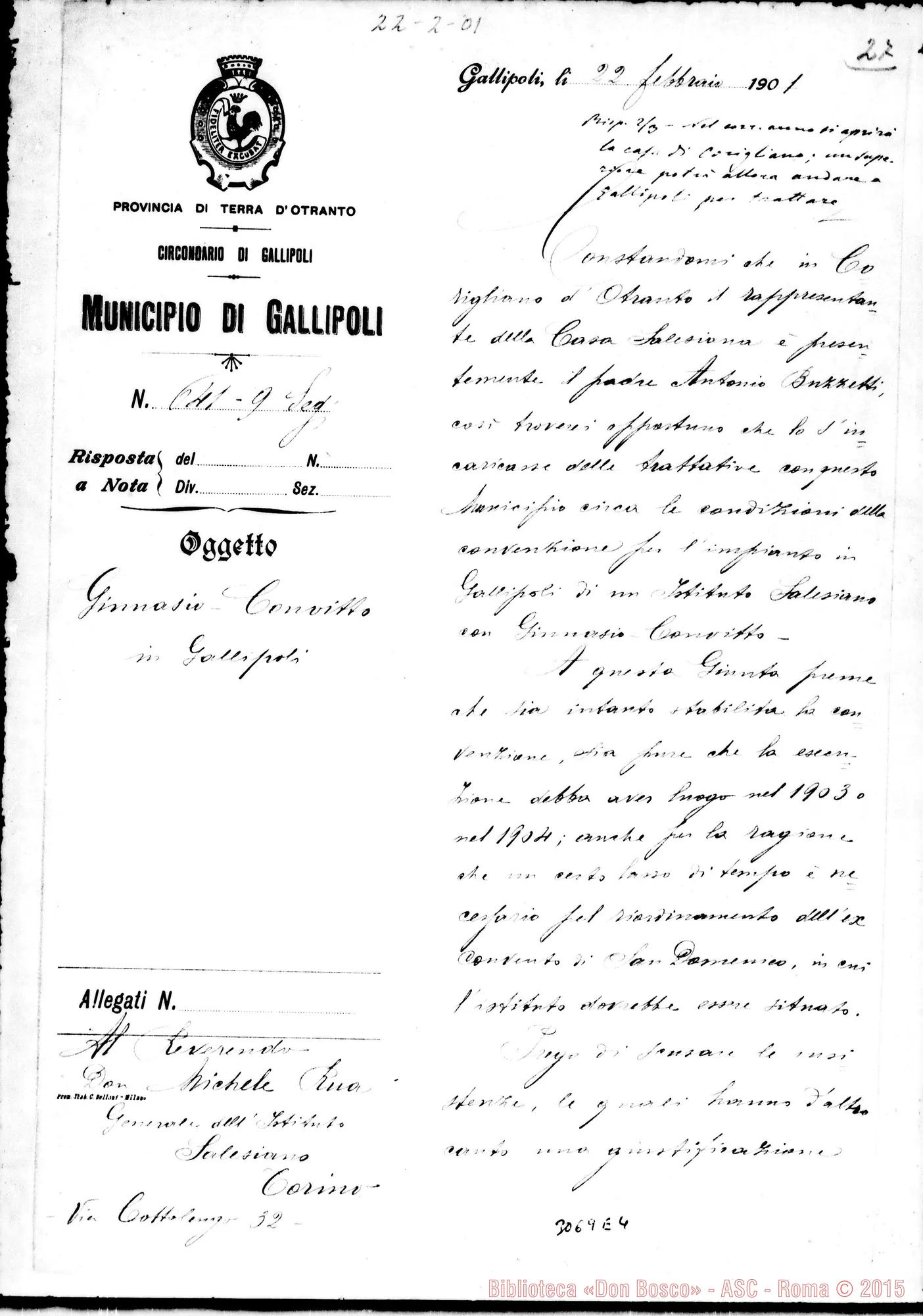 Fotogramma E 4 — Ravenna, sindaco - D. Rua. Gallipoli, 22-02-1901