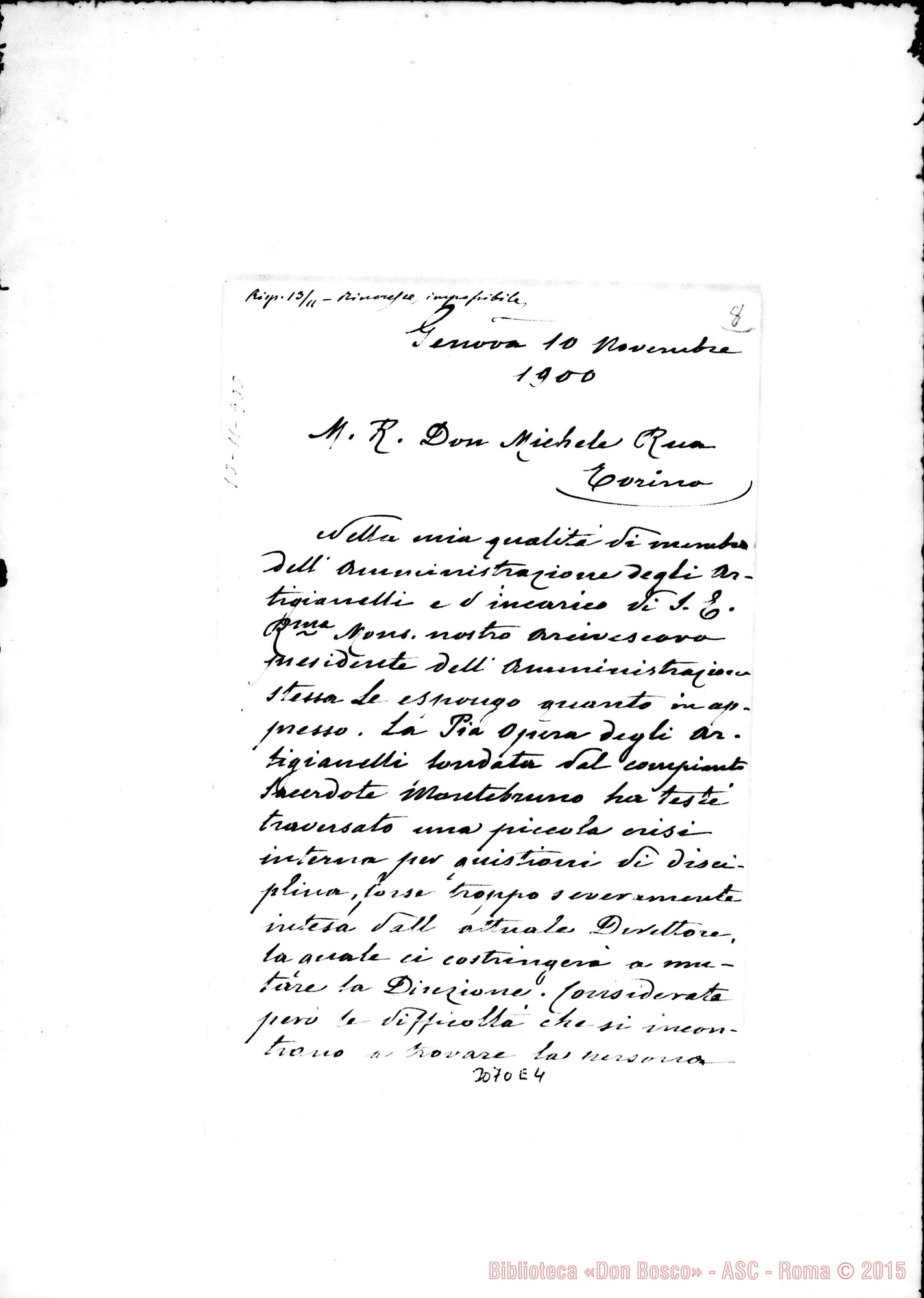 Fotogramma E 4 — Giovanni Rivara - D. Rua. Genova, 10-11-1900