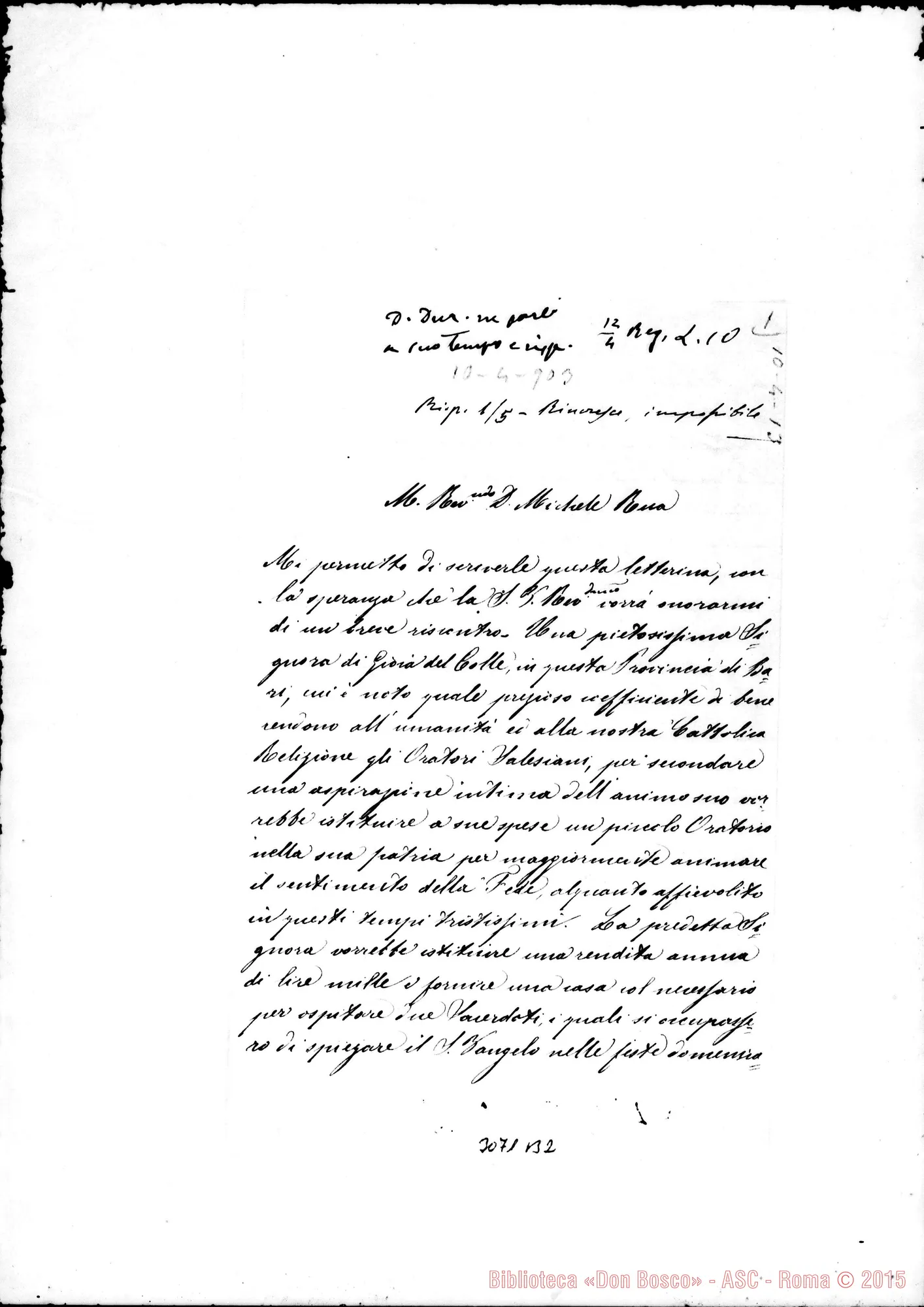 Fotogramma B 2 — Marinelli Giacomo - D. Rua. Terlizzi, 10-04-1903. Autogr. Rua