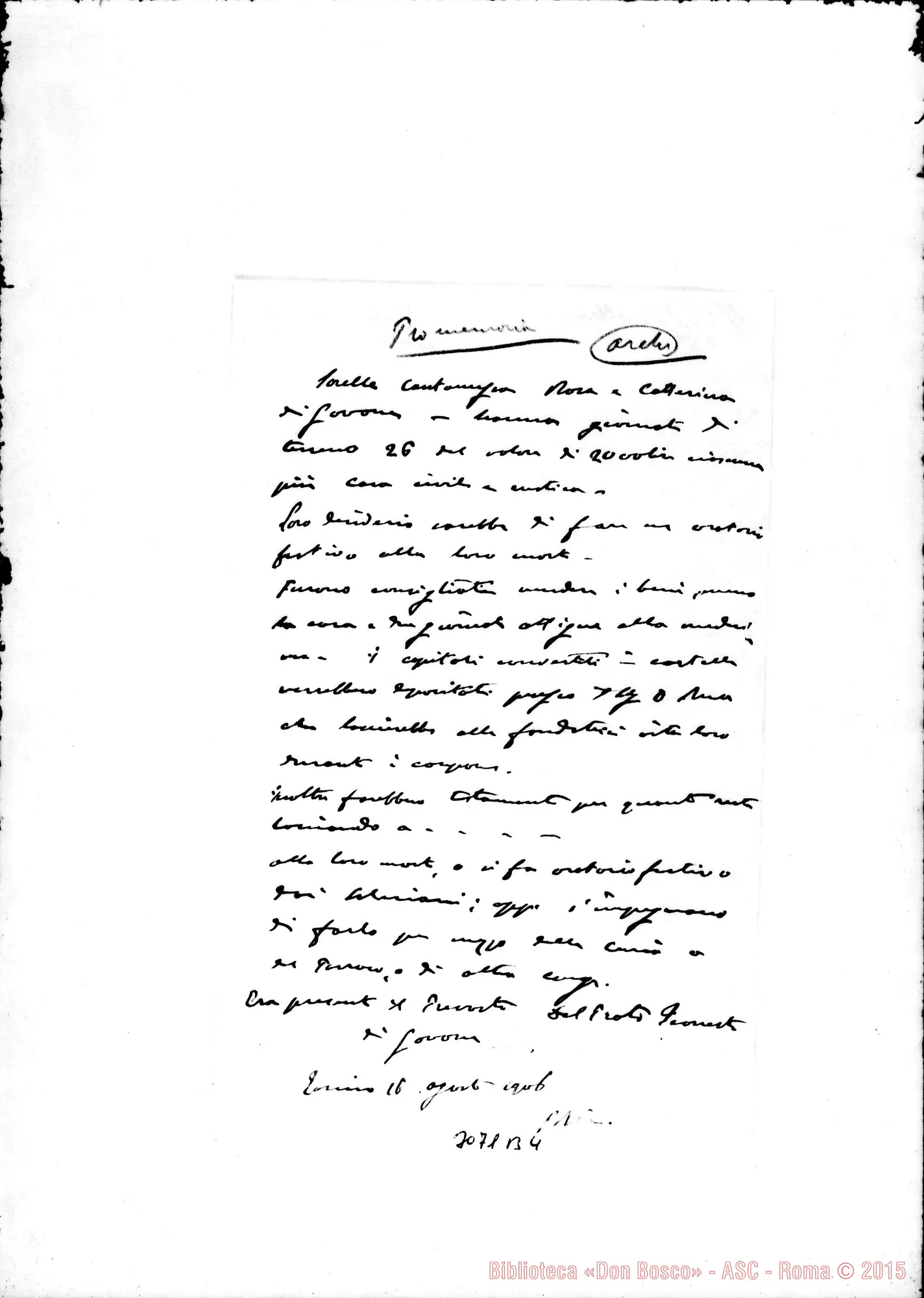 Fotogramma B 4 — Govone: Cantamessa, sorelle A D. Rinaldi. Torino, 16-08-1906. Autogr. Rinaldi