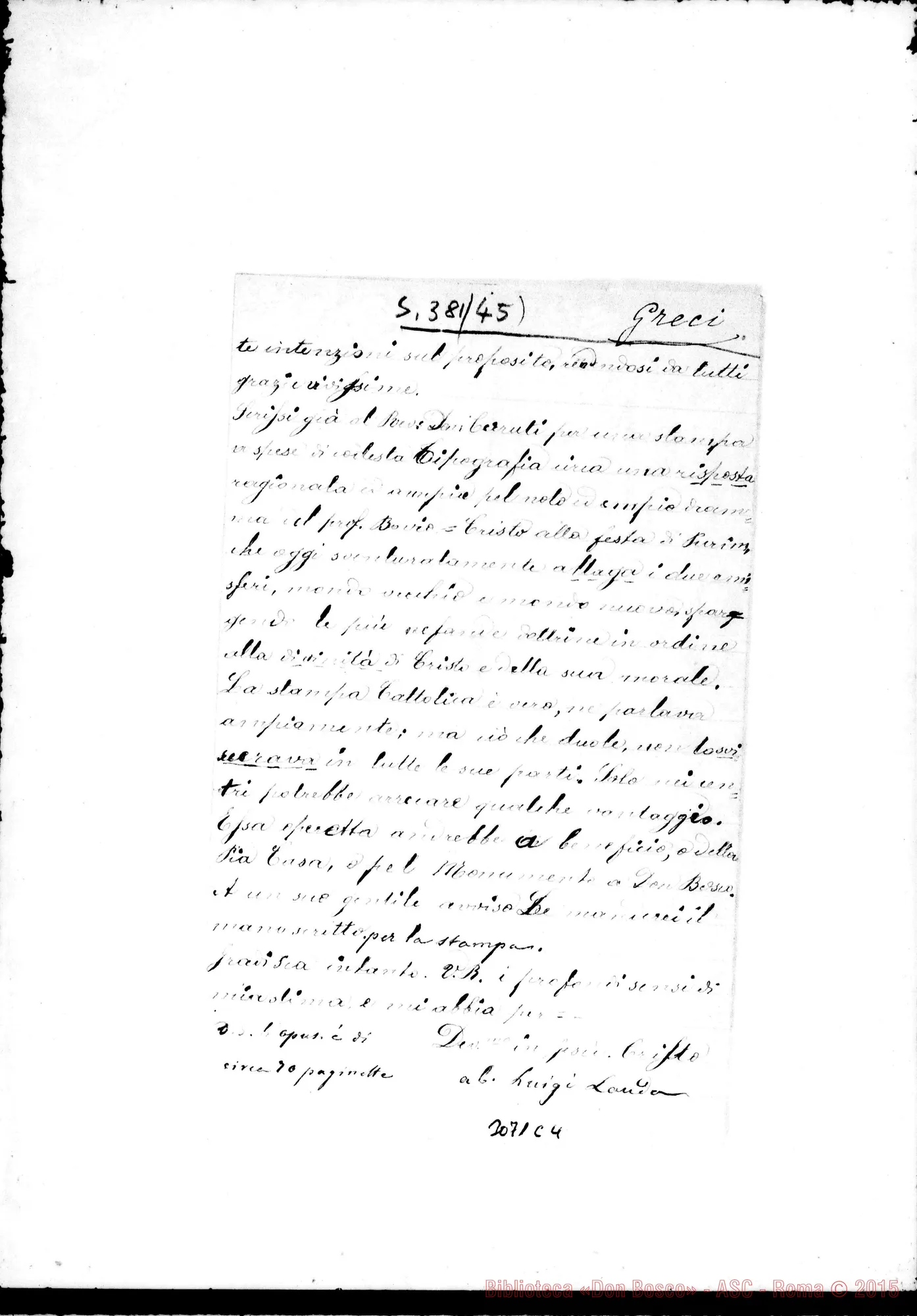 Fotogramma C 4 — Greci: Luigi Landa - D. Rua. Greci, Sett.1894