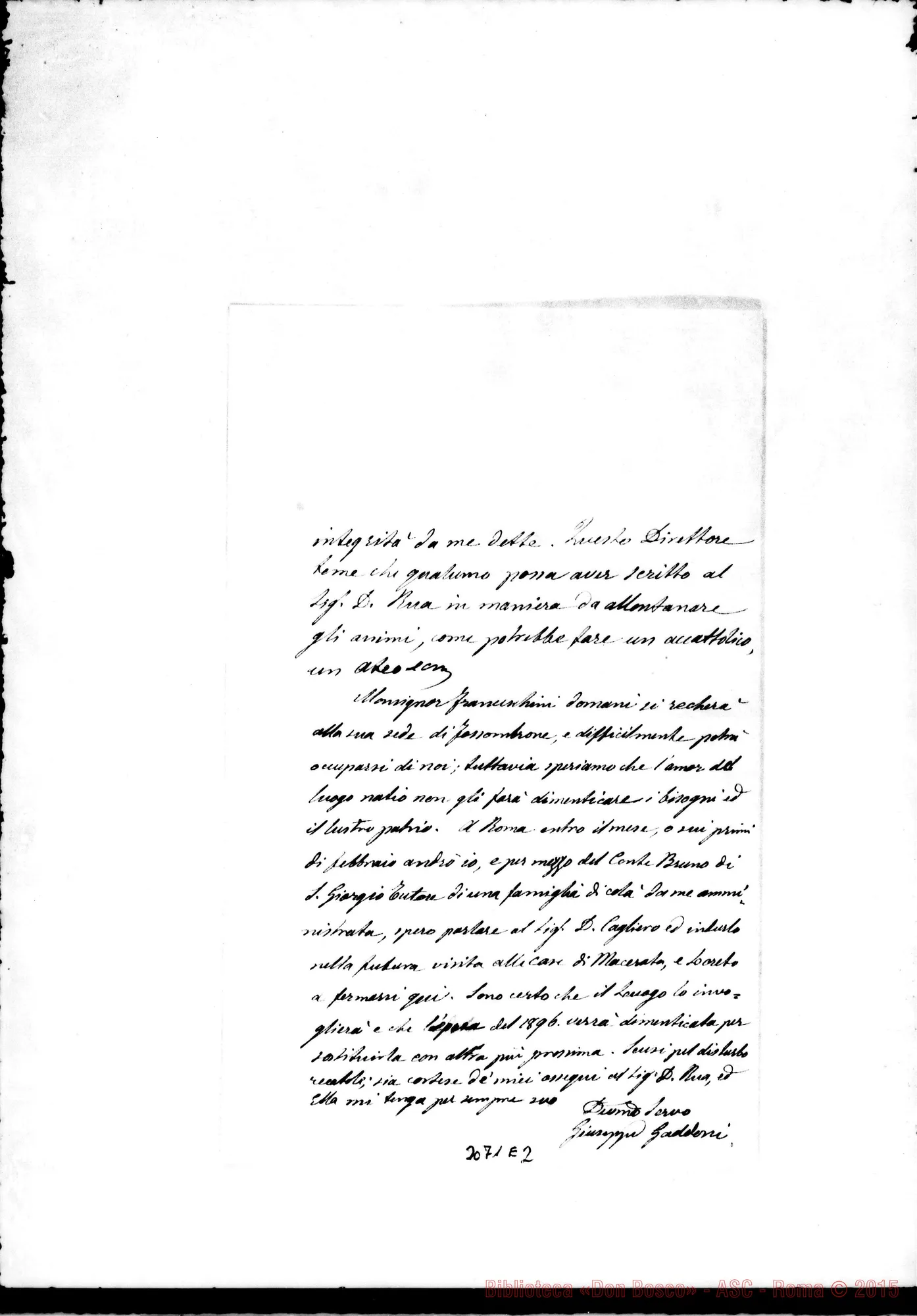 Fotogramma E 2 — Galdoni Giuseppe - Rev.mo Signore. Grottamare, 9-01-1893