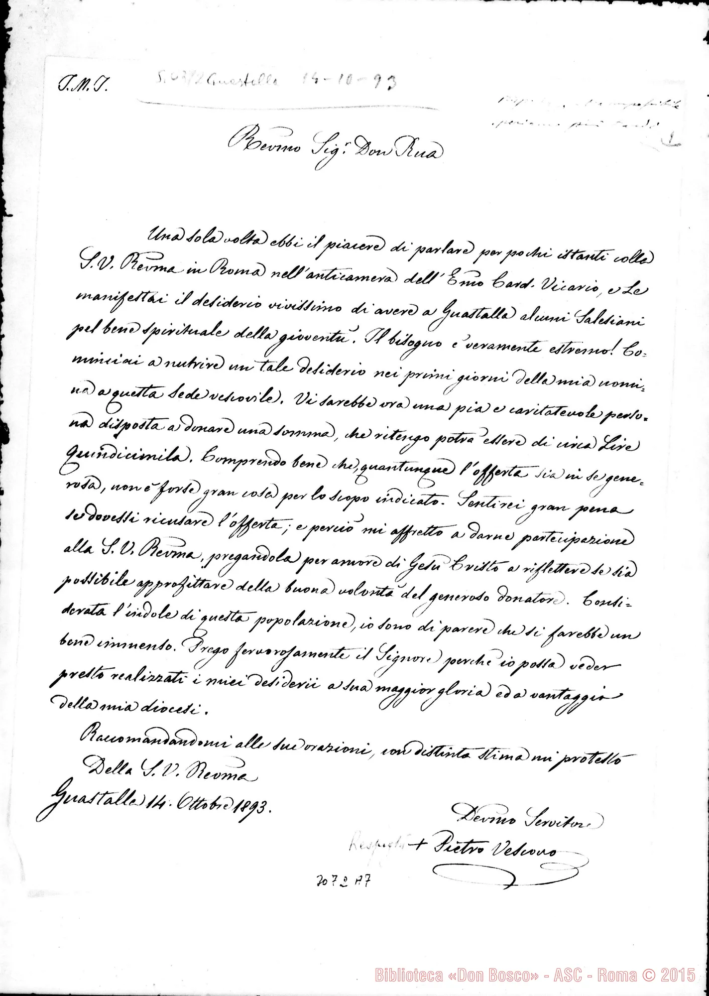 Fotogramma A 7 — Guastalla: Pietro Respighi, vesc. di Guastalla - D. Rua. Guastalla, 14-10-1893