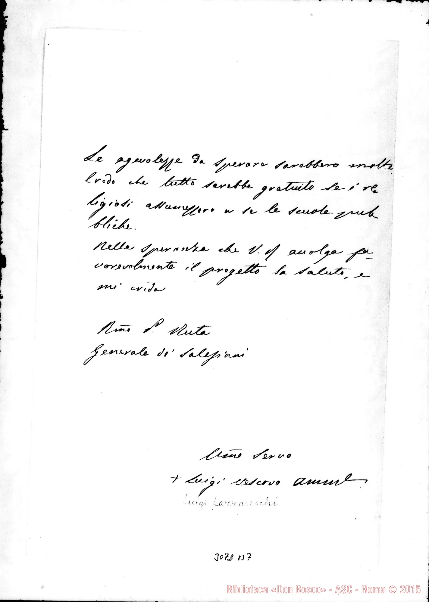 Fotogramma B 7 — Gubbio: Luigi Lazzareschi, vesc. di Gubbio - Rev.mo Padre. Gubbio, 12-07-1895