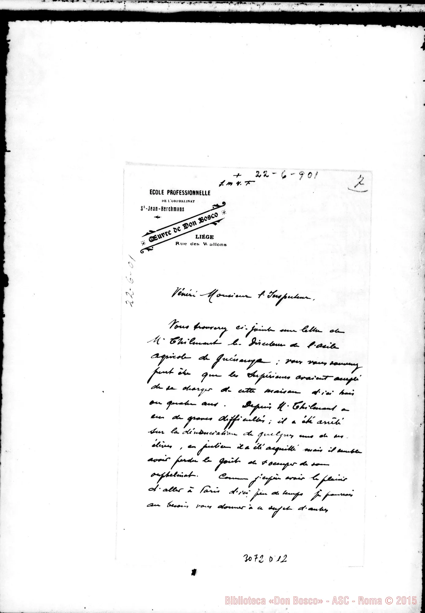Fotogramma D 12 — D. Virion - Ispettore. Liège, 22-06-1901