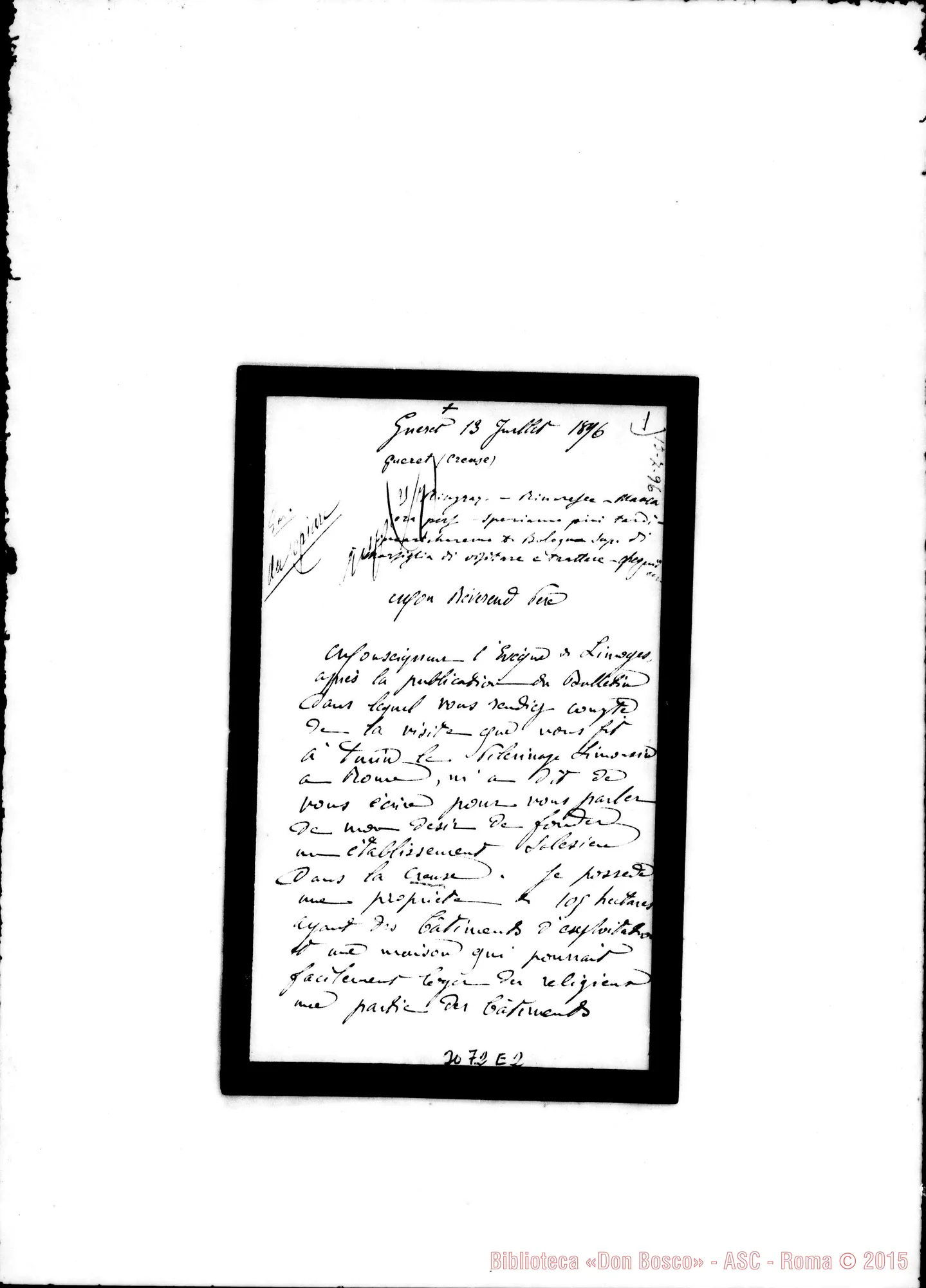 Fotogramma E 2 — Gueret: J. de Cessac - Révérend Pére. Gueret, 13-07-1896