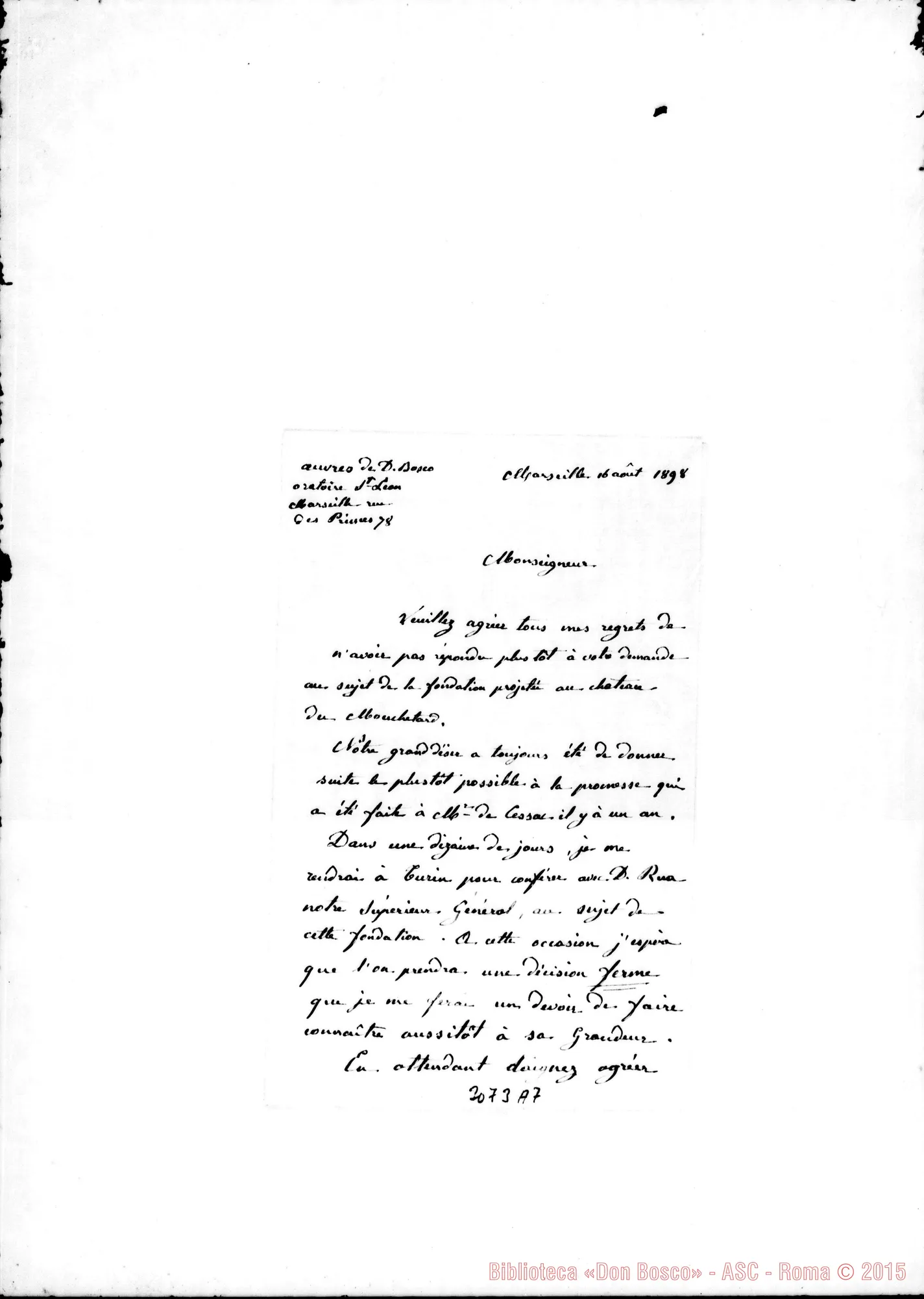 Fotogramma A 7 — D. Bologna - Monsignore. Copia di lettere