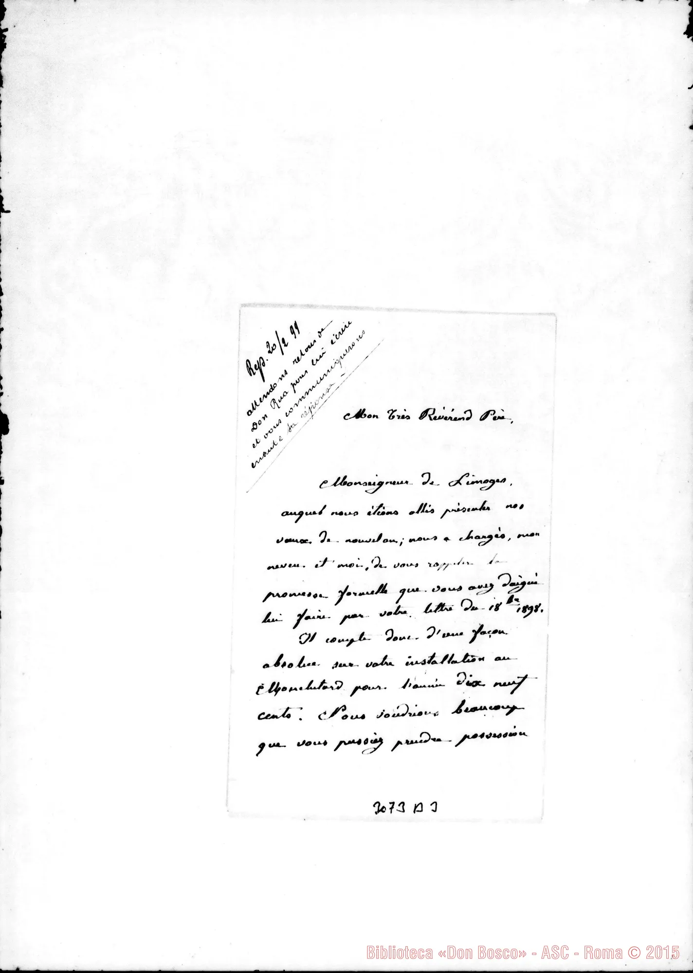 Fotogramma B 3 — J. de Cessac - Révérend Pére. Gueret, 3-02-1899