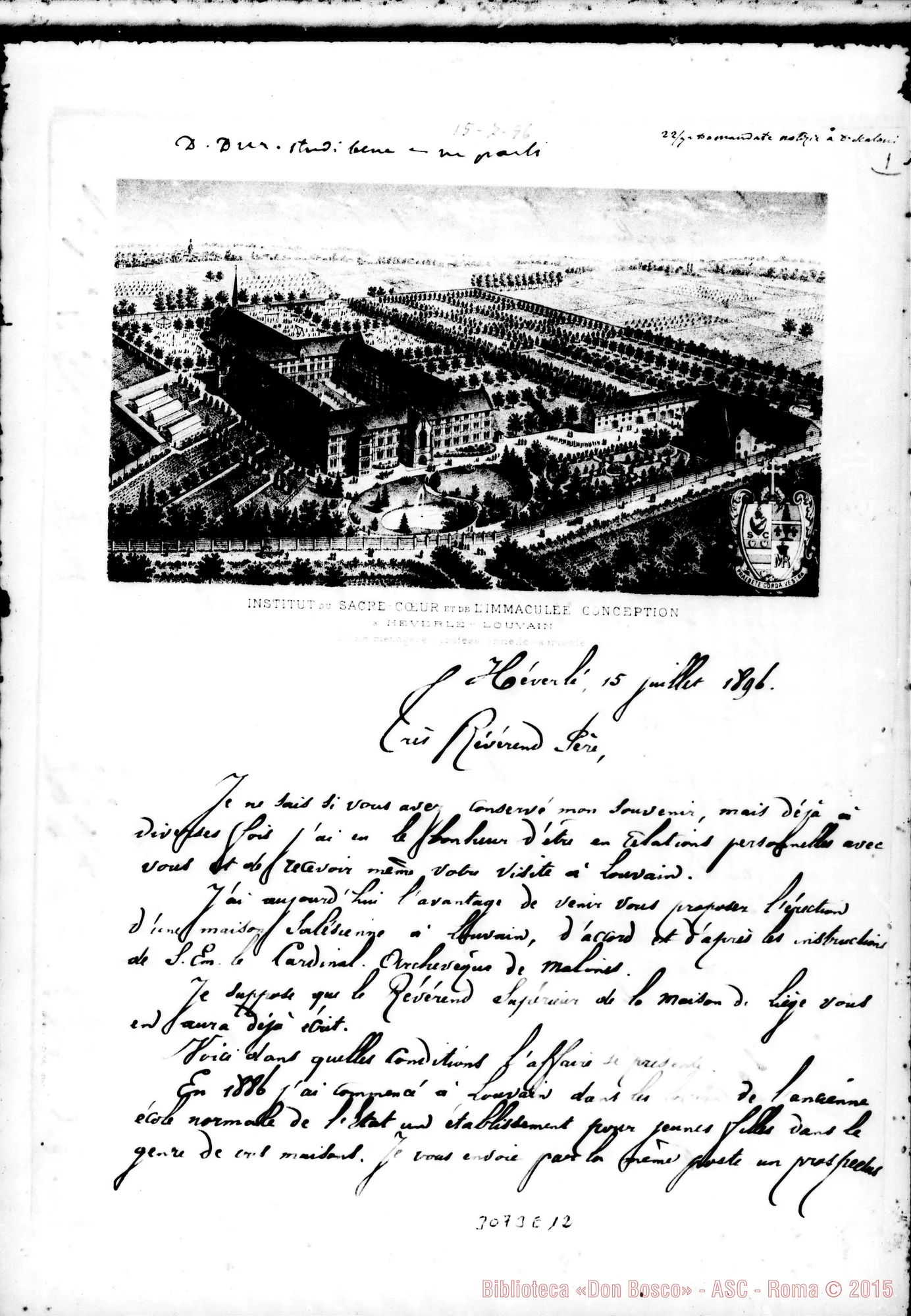 Fotogramma E 12 — L’Abbé Temmerman - Révérend Pére. Héverlé, 15-07-1896. Autogr. Rua