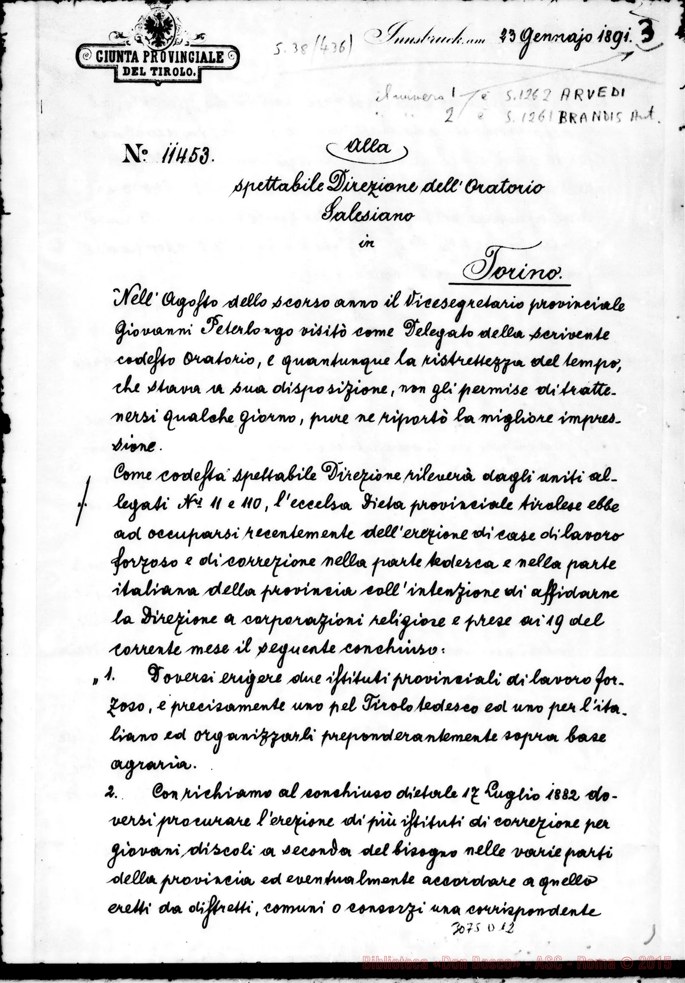 Fotogramma D 12 — Innsbruck: Brandi, della Giunta del Tirolo - Direz. dell'Oratorio. Gen.1891