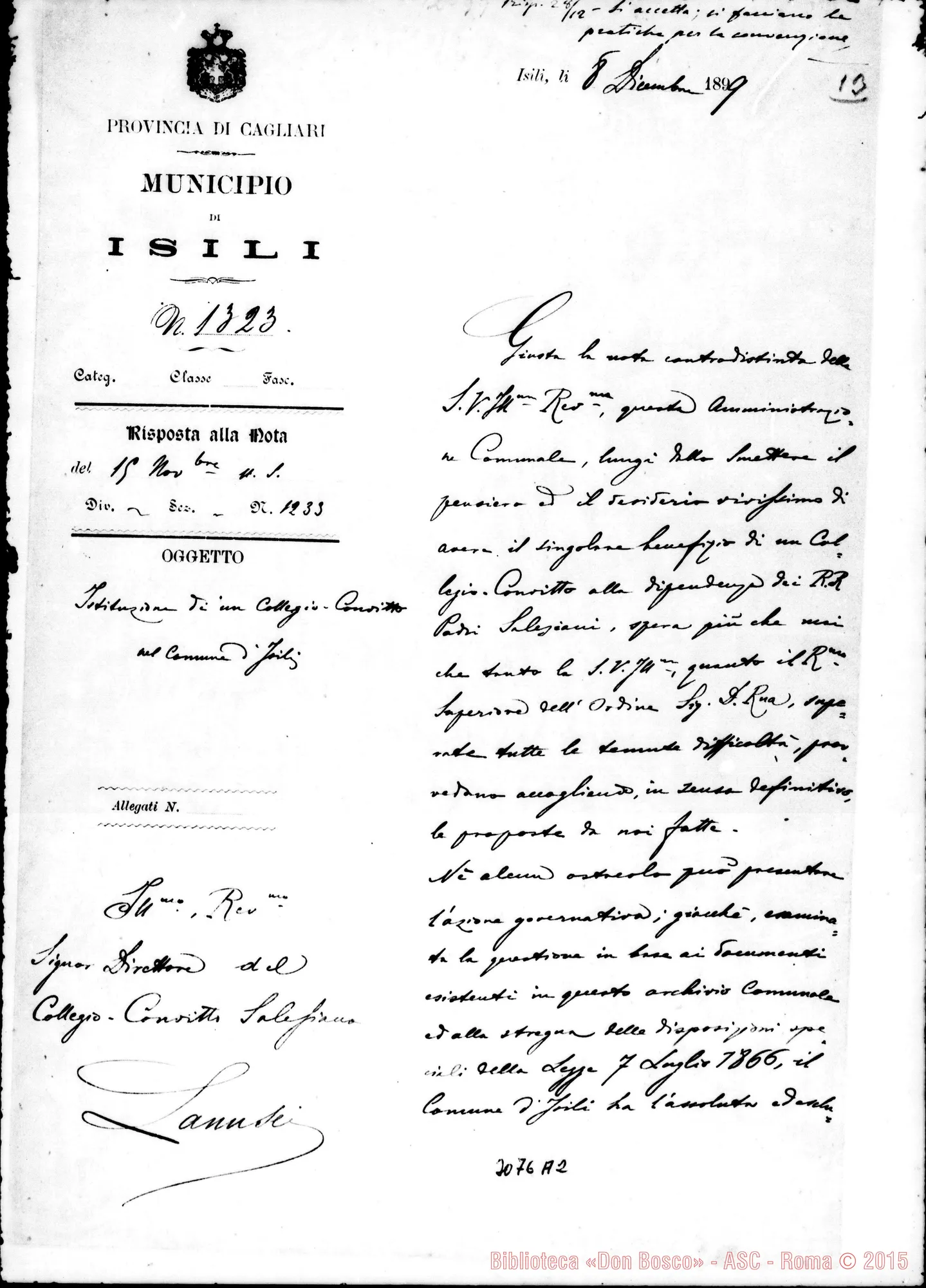 Fotogramma A 2 — Giovanelli, sindaco - D. Ottonello. Isili, 8-12-1899
