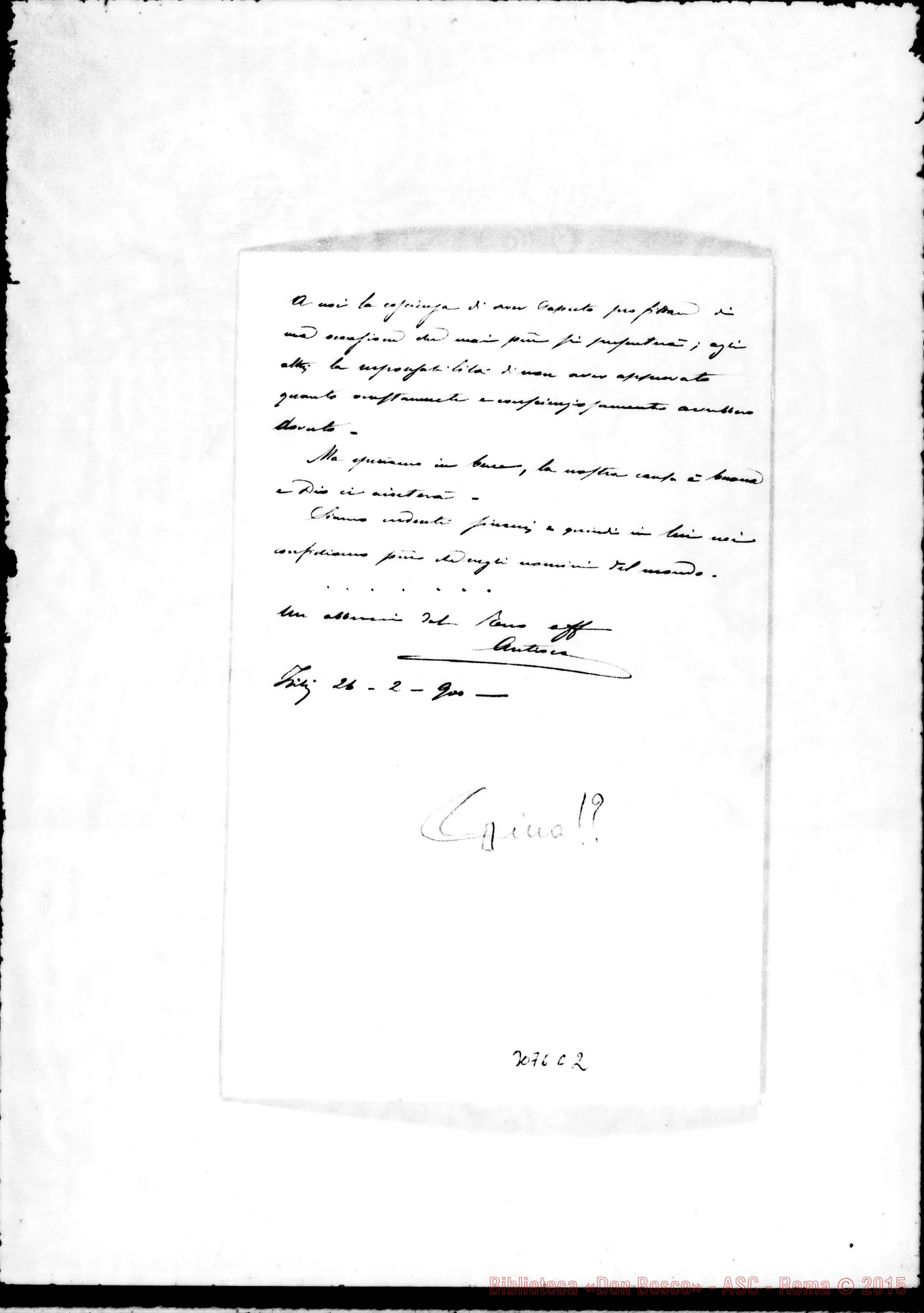 Fotogramma C 2 — Lettere A D. Ottonello E «Caro Girolamo». Lanusei ed Isili, 1900