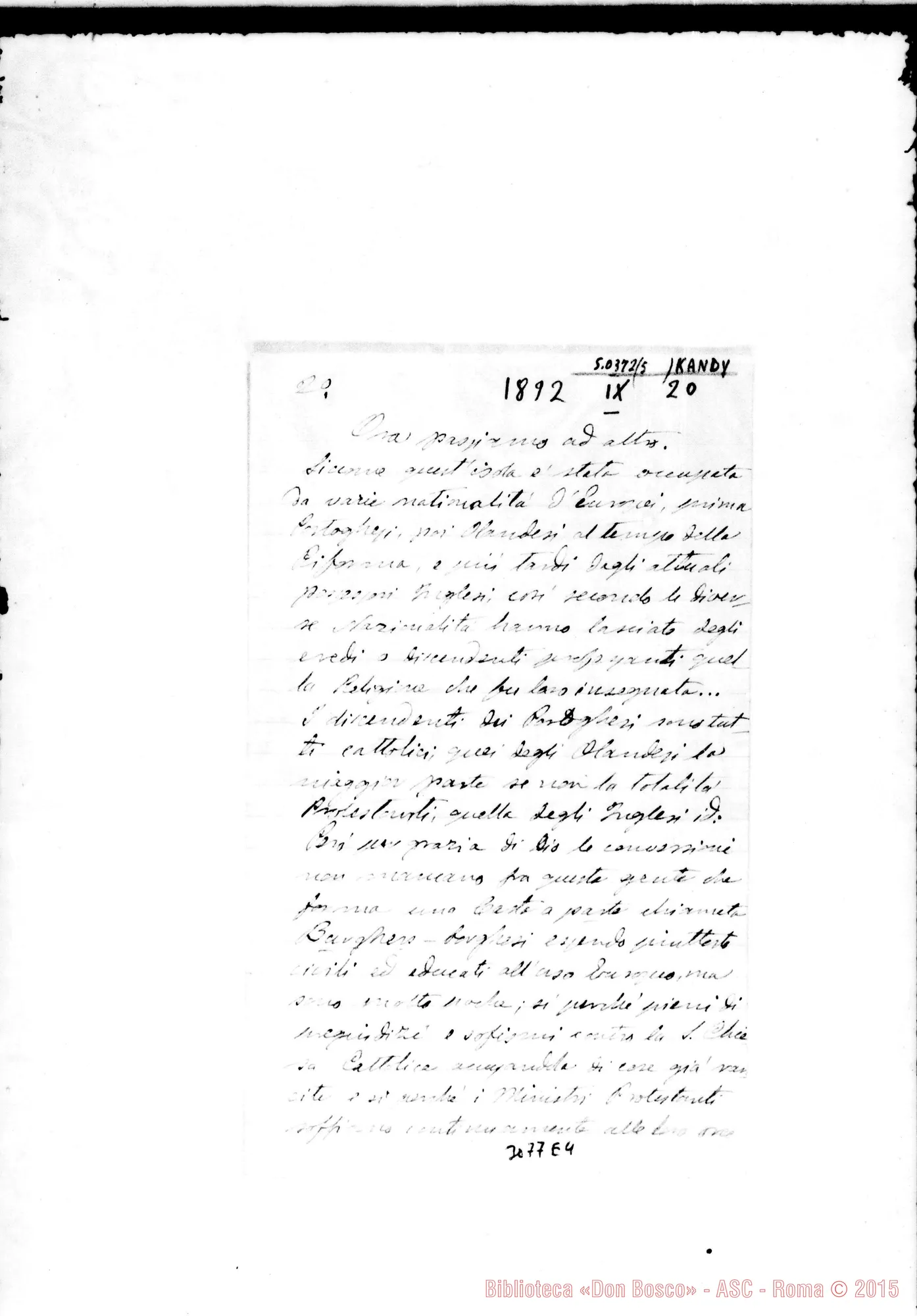 Fotogramma E 4 — C.M. Cardano - D. Rua. Ceylàn Colombo, 20-08-1892. Autogr. Rua