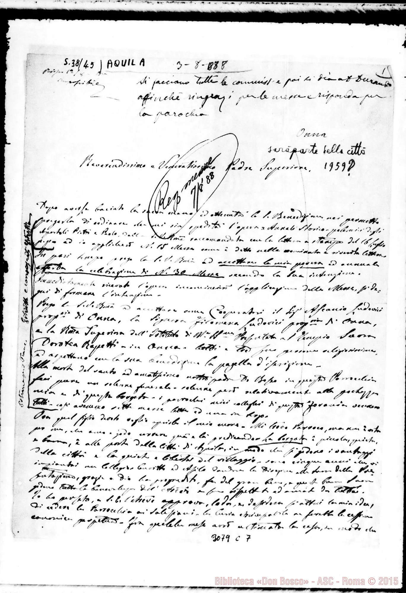 Fotogramma C 7 — L’Aquila: Geremia P., parroco E coop. - D. Rua. Onna, 3-08-1888. Autogr. Rua