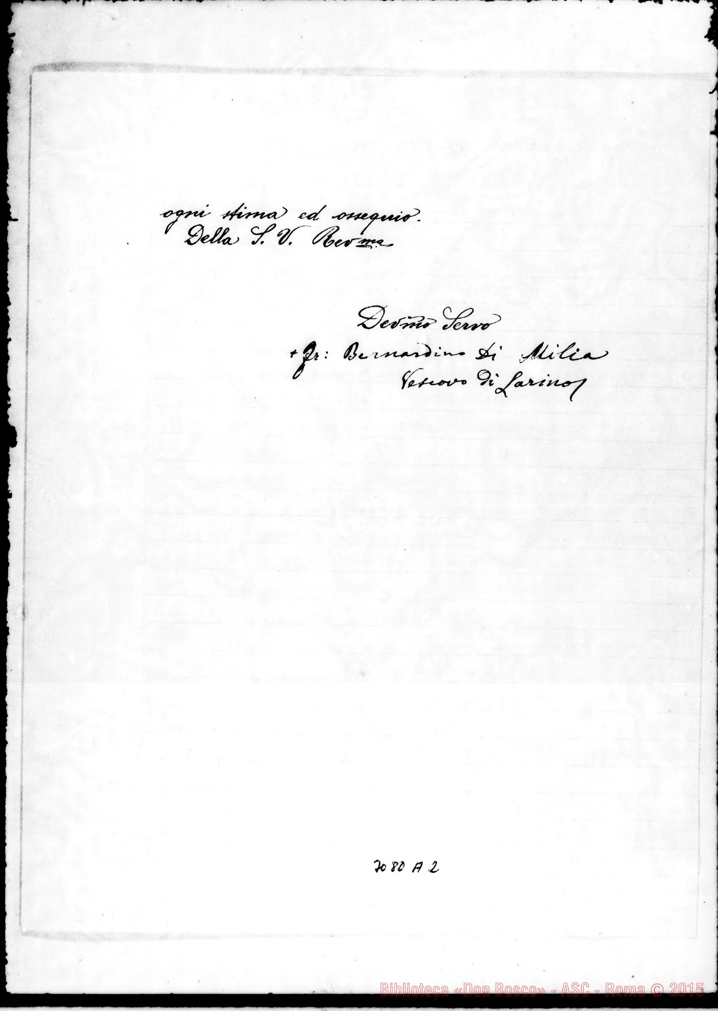 Fotogramma A 2 — Bernardino di Milia, vesc. - D. Rua. Larino, 24-05-1908