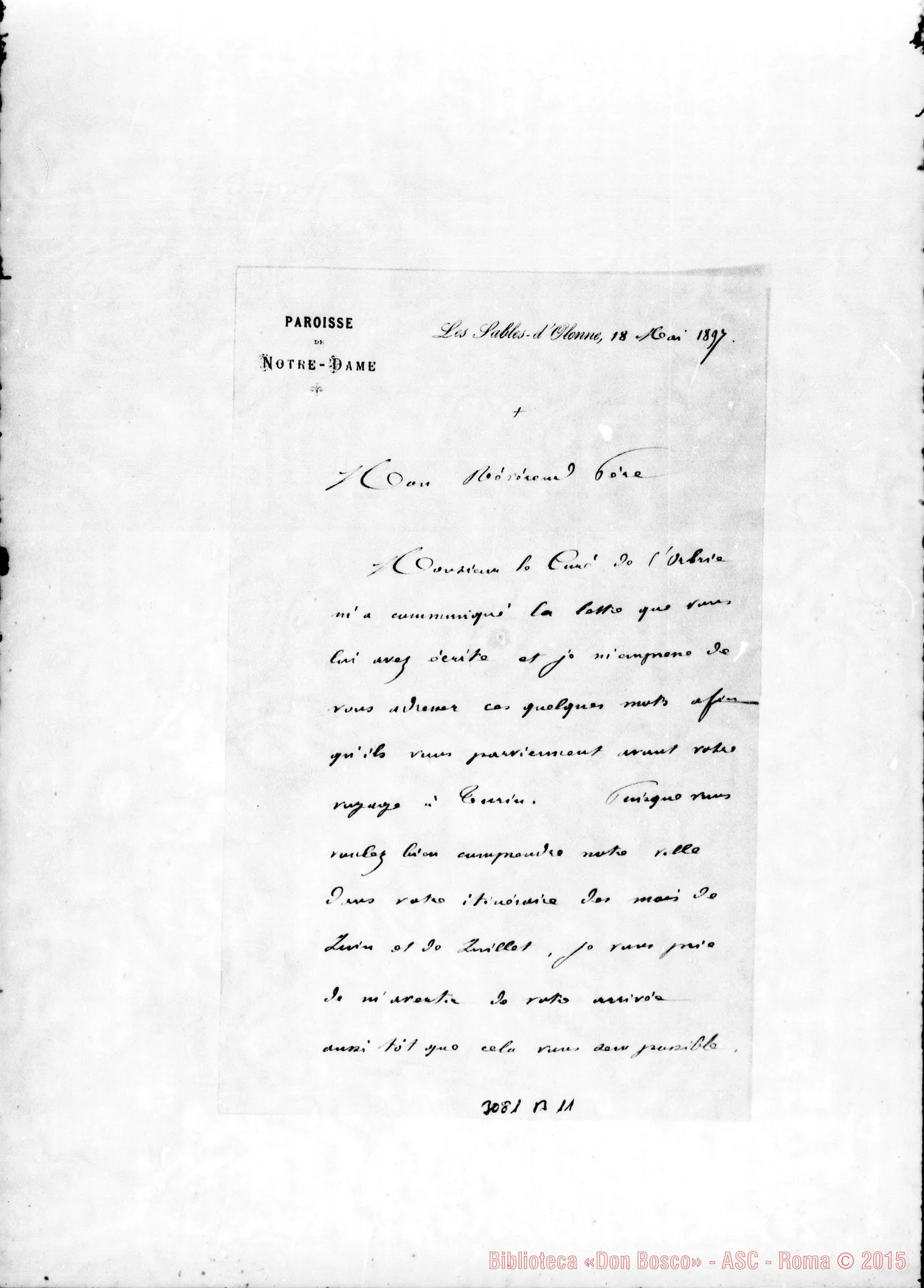 Fotogramma B 11 — Parroco di Notre Dame à Les Sables - Révérend Père, il 18-05-1897