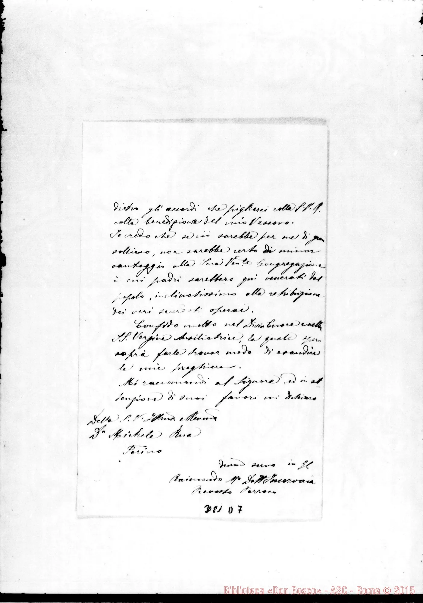 Fotogramma D 7 — Licata: Raimondo M. Dott. Incorvaia, parroco - D. Rua. Die.1894. Autogr. Rua