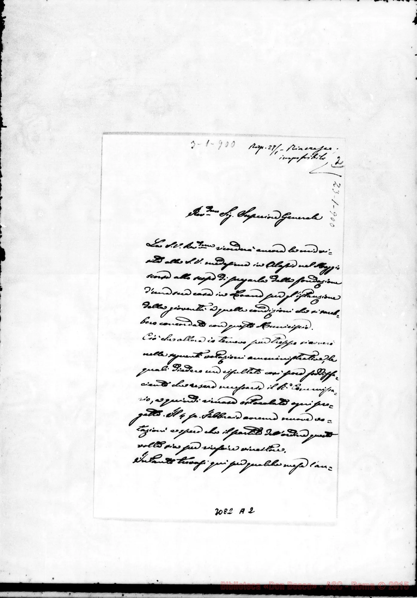 Fotogramma A 2 — D. Antonio B., prevosto - D. Rua. Loano, 23-01-1900