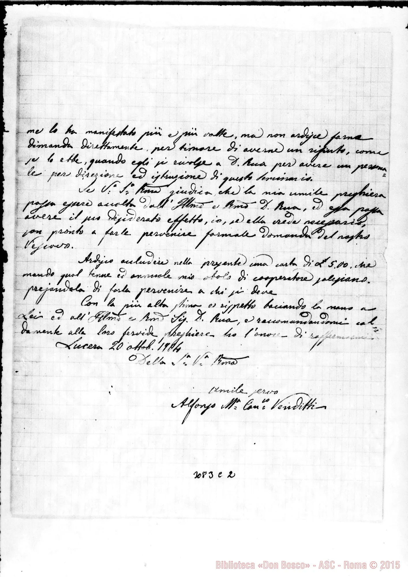 Fotogramma C 2 — Alfonso Venditti, can. - D. Durando. Lucera, 20-10-1904