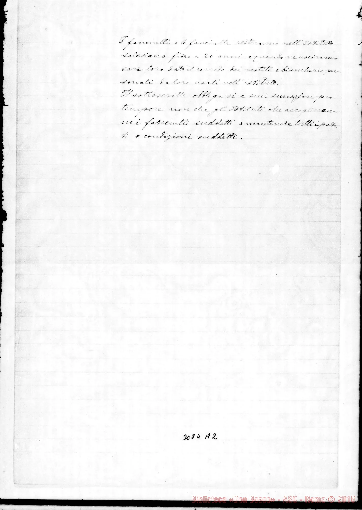 Fotogramma A 2 — Stesura di D. Rua in ms. allografo