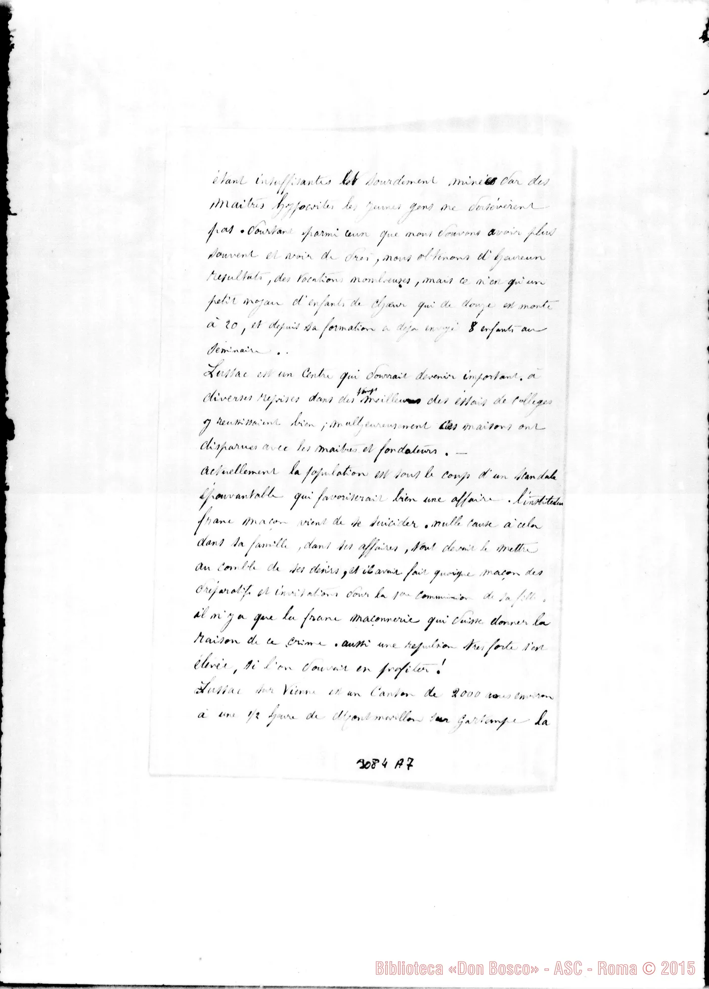 Fotogramma A 7 — Lussac: V. Voisson - Monsieur Le Supérieur. Lussac, 2-06-1898