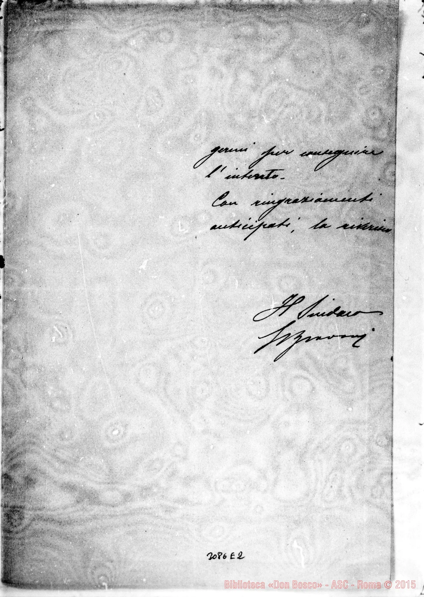 Fotogramma E 2 — Sindaco di Manduria - D. Rua. Manduria, 19-09-1900