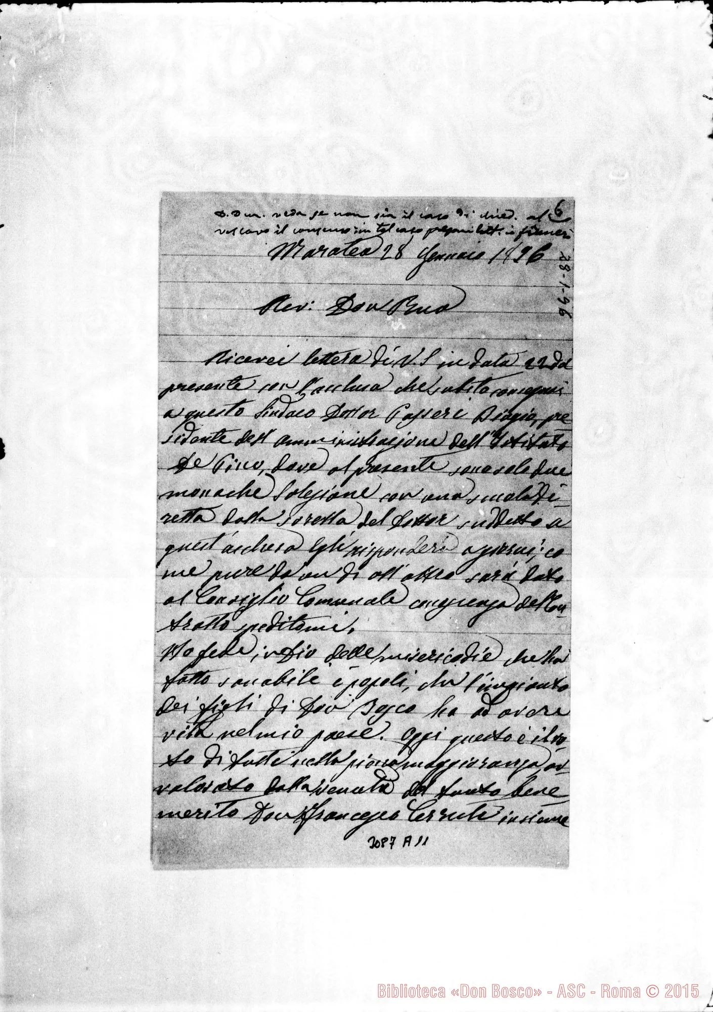 Fotogramma A 11 — Francesco Vita - D. Rua. Maratea, 28-01-1896. Autogr. Rua