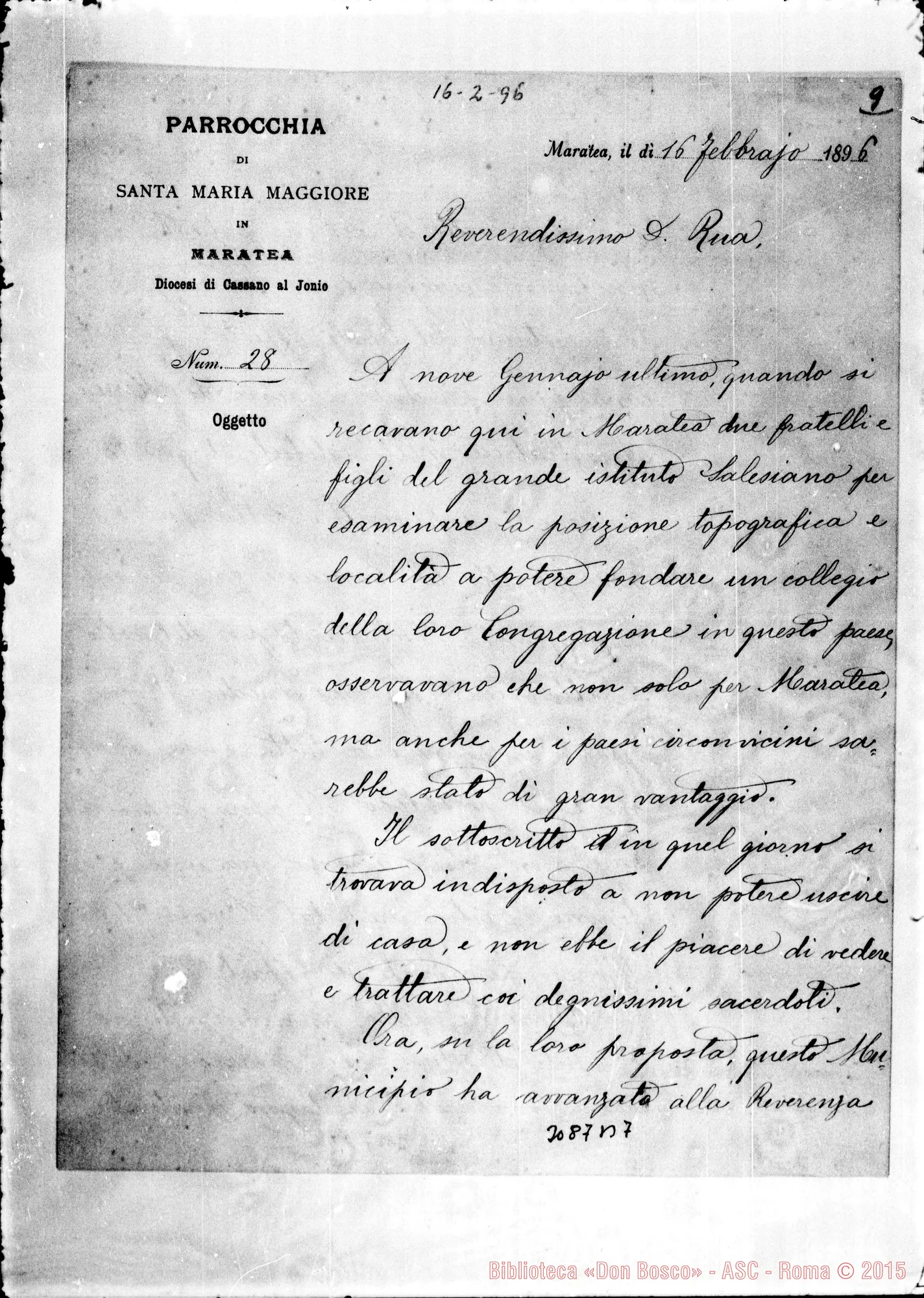 Fotogramma B 7 — Passeri, sindaco - D. Rua. Maratea, 14-02-1896