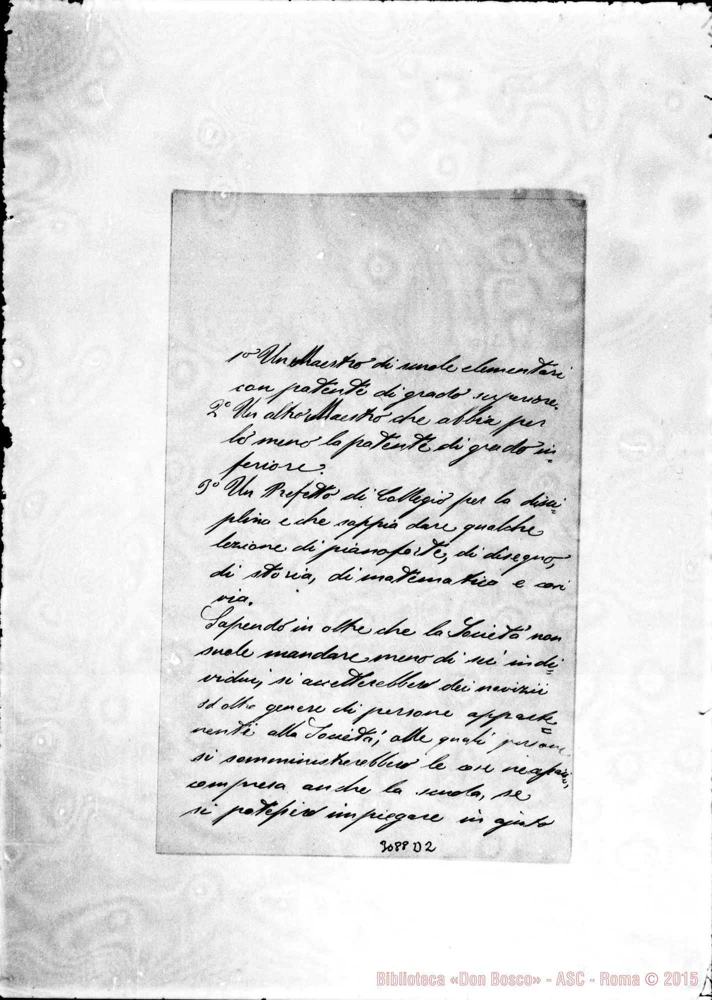 Fotogramma D 2 — Mascali: Sac. Luigi D’ Amico - Rev.mo. Mascali, 27-07-1888