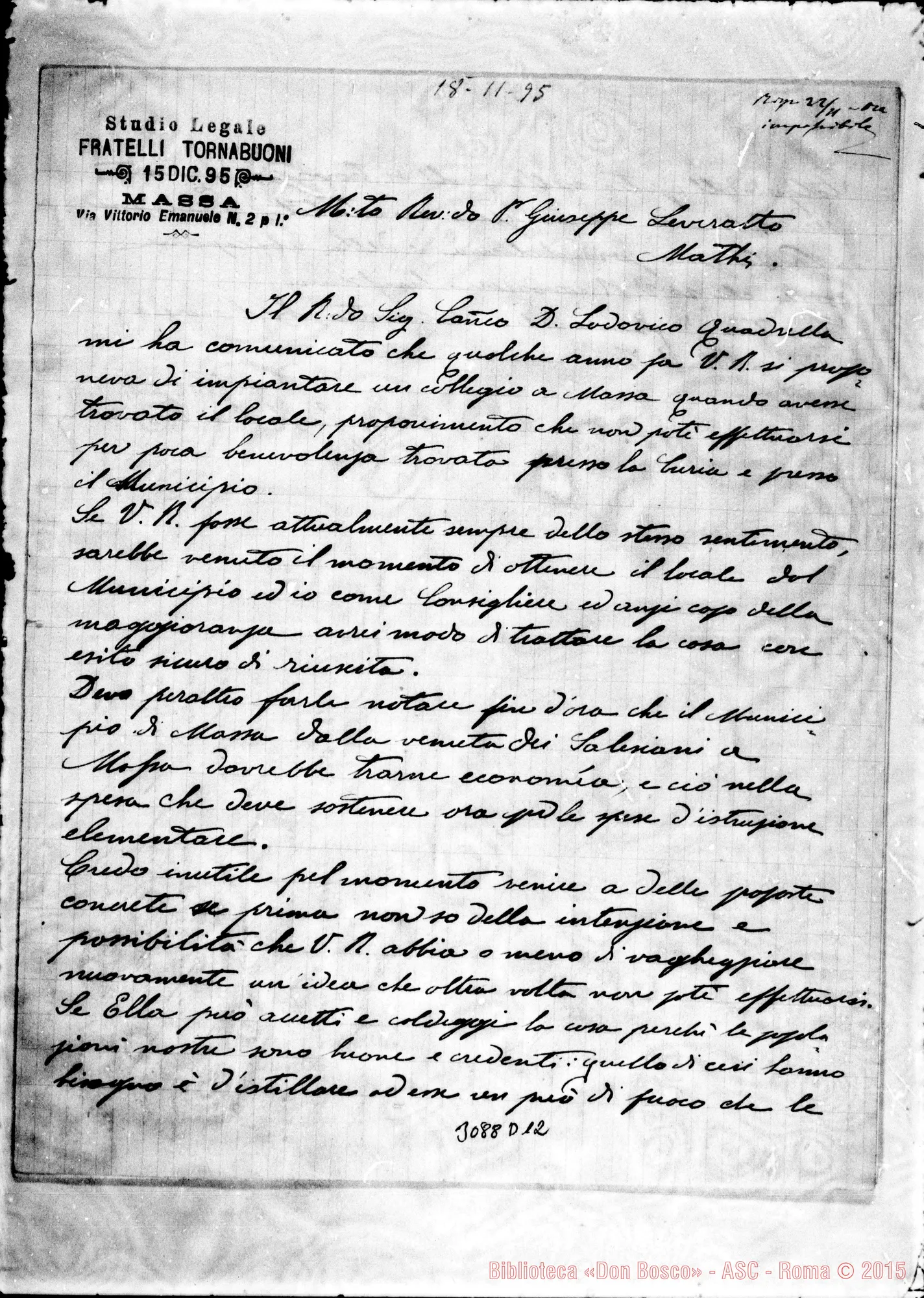 Fotogramma D 12 — Massa Carrara: Guglielmo Tornabuoni, Avv. - D. Leveratto, s.d.