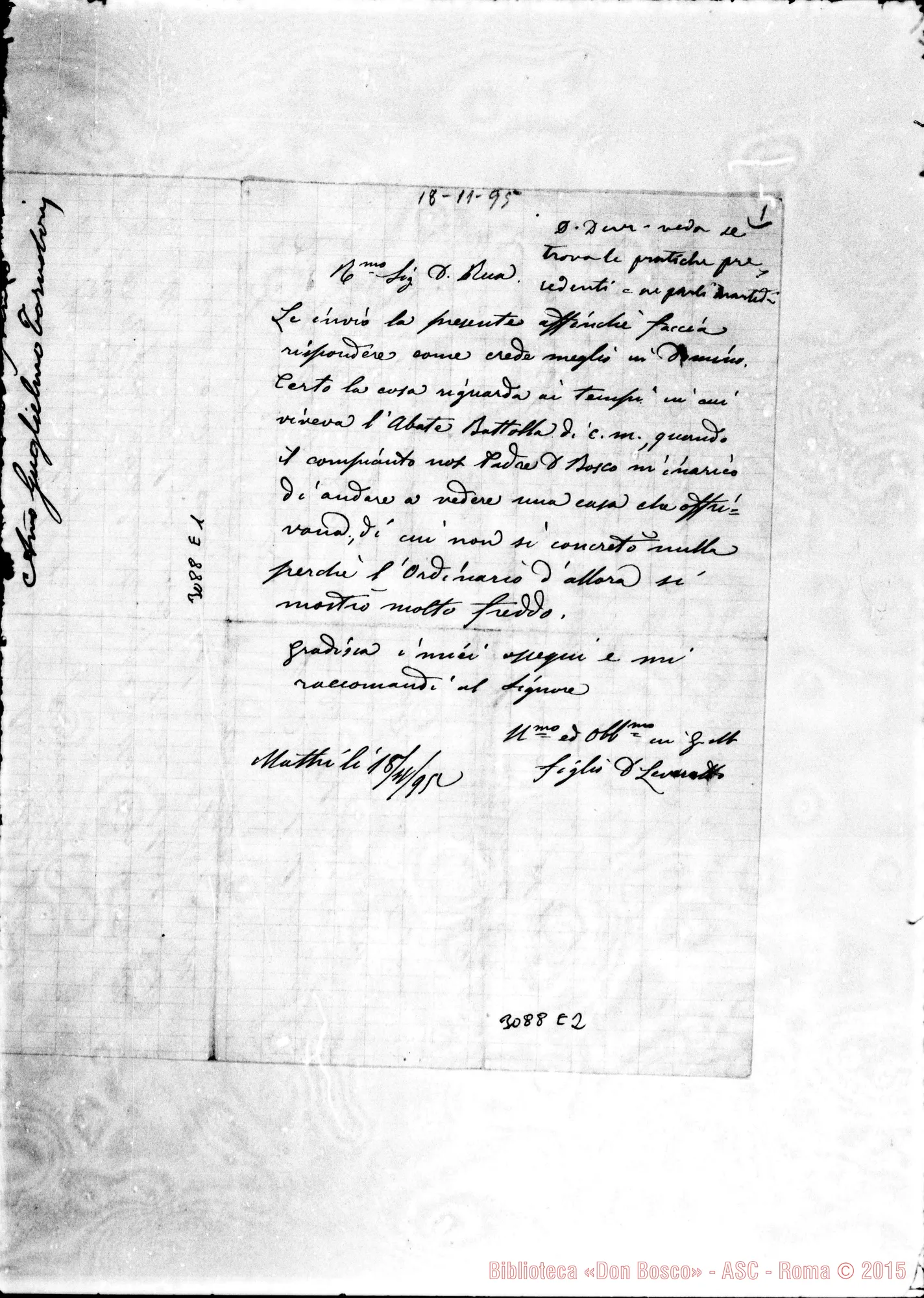 Fotogramma E 2 — Acci, altra da D. Leveratto - D. Rua. Mathi, 18-11-1895. Autogr. Rua