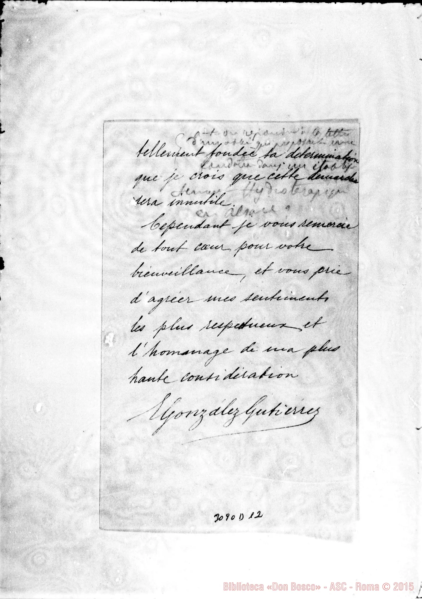 Fotogramma D 12 — E. González Gutiérrez - Révérend Pére. Paris, 29-10-1899
