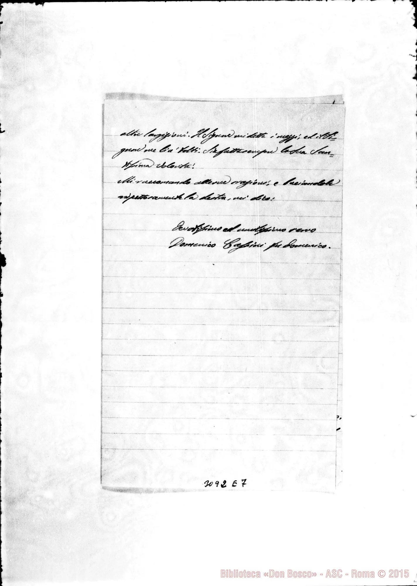 Fotogramma E 7 — Moliterno: Domenico Cassini - Rev. Padre. Moliterno, 24-04-1894