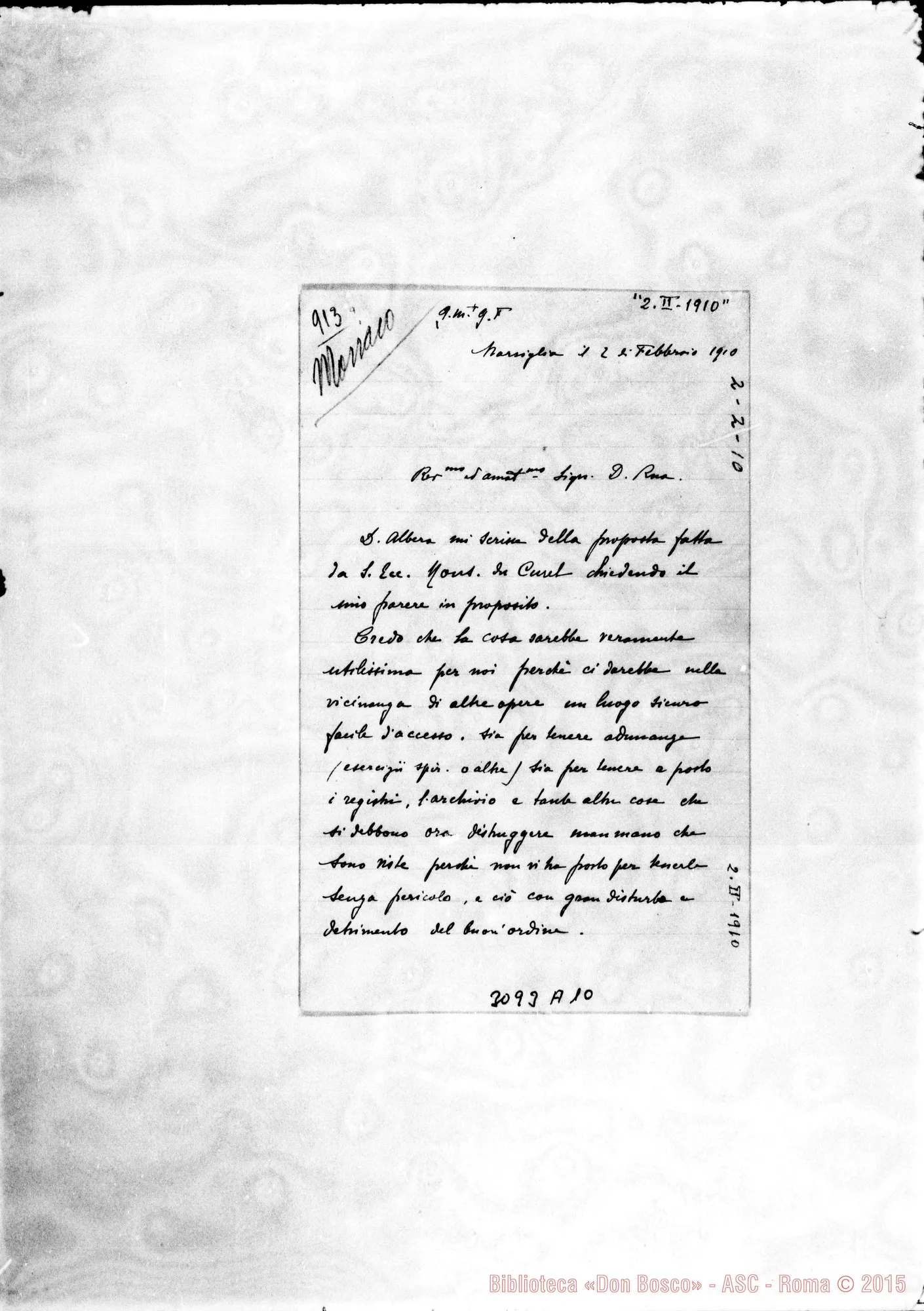 Fotogramma A 10 — D. Paolino - D. Rua. Marsiglia, 2-02-1910