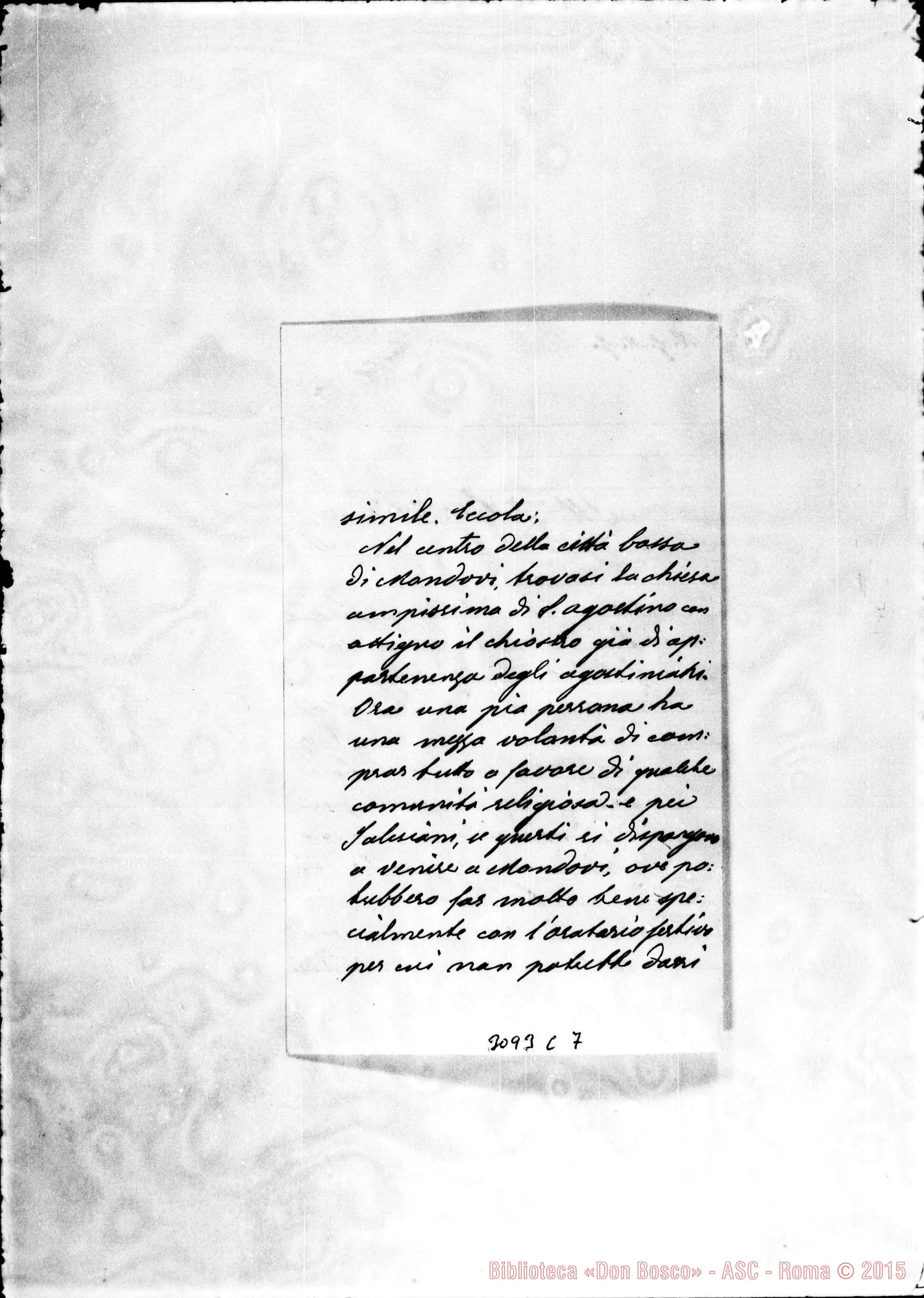 Fotogramma C 7 — Sac. Giov.Batt. Viglietti - Rev.mo Sig.. Mondovi, 23-08-1900