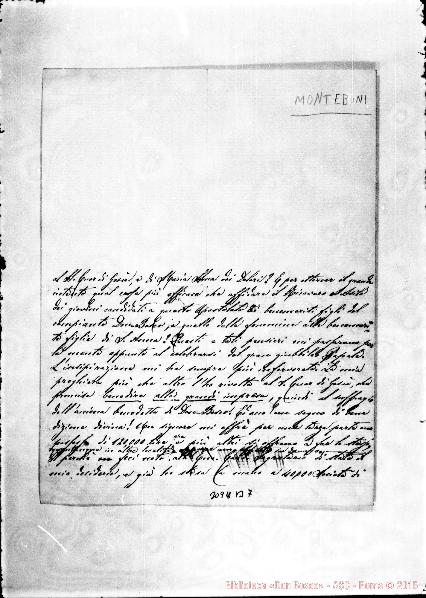 Fotogramma B 7 — Monteboni: Sac. Giuseppe Starnini. Monteboni, 24-02-1888. Autogr. Rua