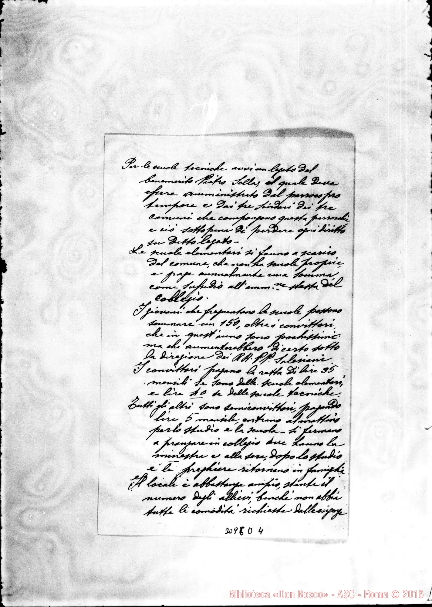 Fotogramma D 4 — Don P. Bocchio, prevosto - D. Rua. Mosso S. Maria, 12-03-1901