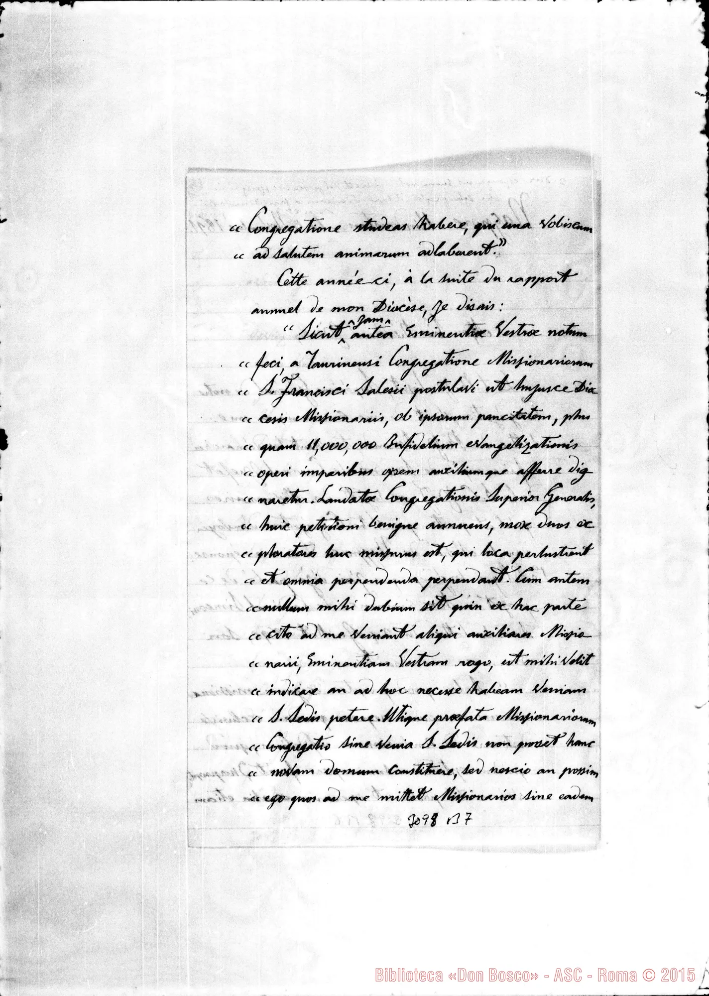 Fotogramma B 7 — Alessandro Riccaz, vesc. - Révérend Pére. Nagpore, 5-11-1891. Autogr. Rua