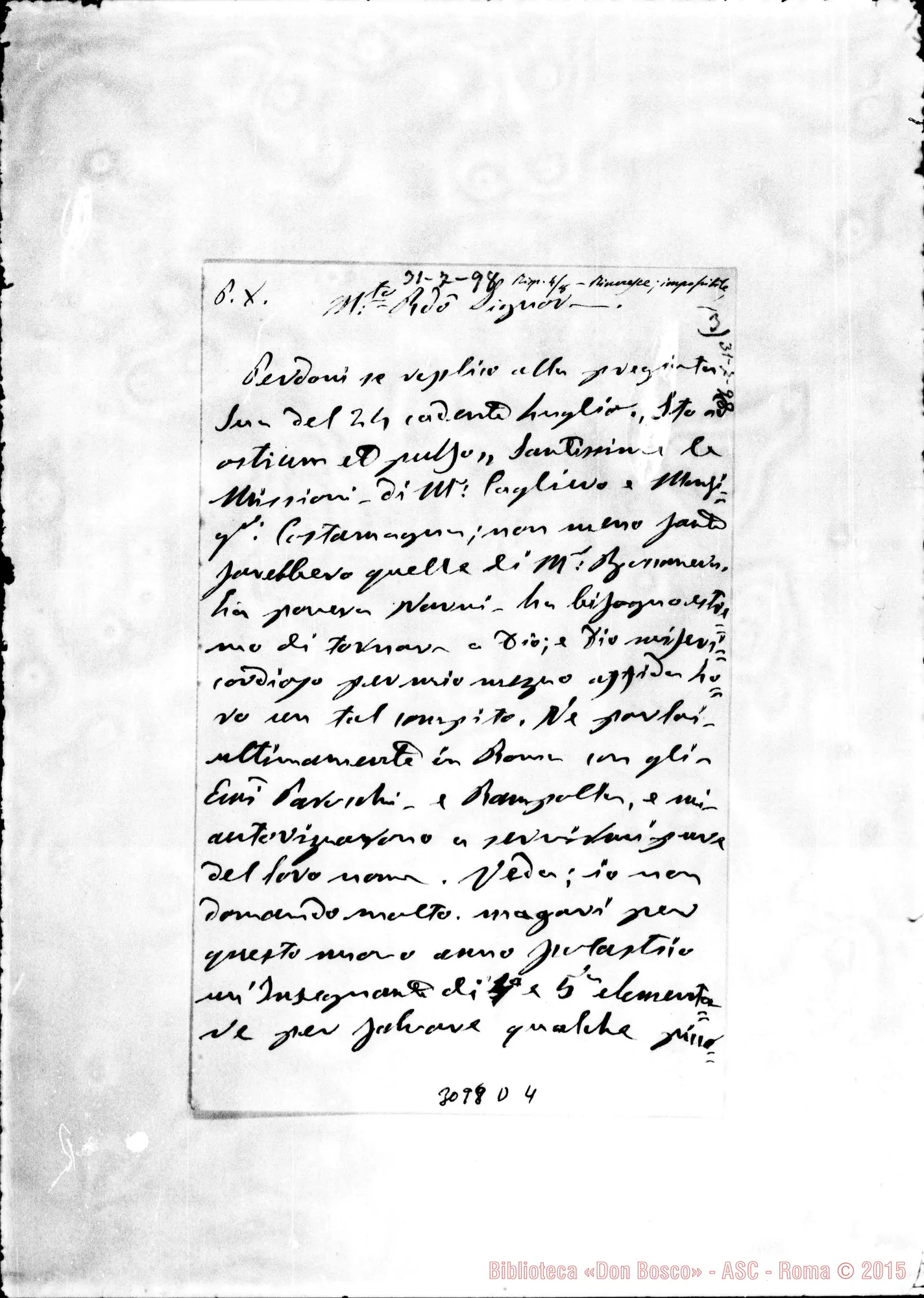 Fotogramma D 4 — Cesare Boccanera, vesc. - Rev.do Signore. Narni, 31-07-1898