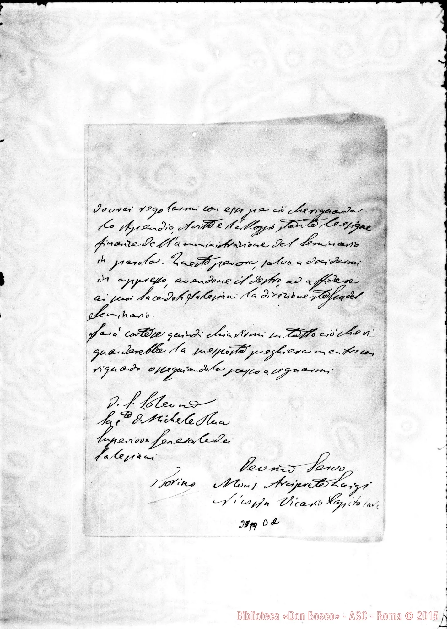 Fotogramma D 2 — Nicosia: Mons. Luigi Nicosia, vie.gen. - D. Rua. Nicosia, 12-02-1903