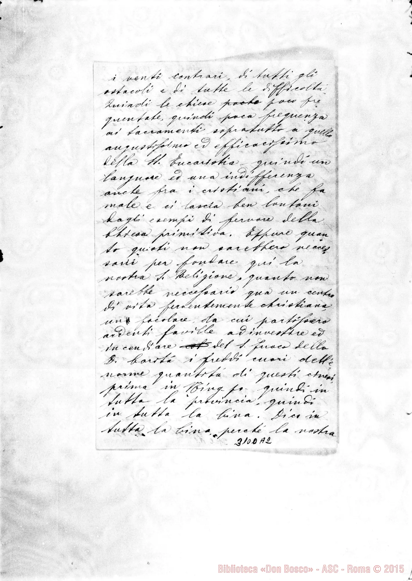 Fotogramma A 2 — Giuseppe Basso, mission. apost. - D. Rua. Gen. 1901. Autogr. Rua
