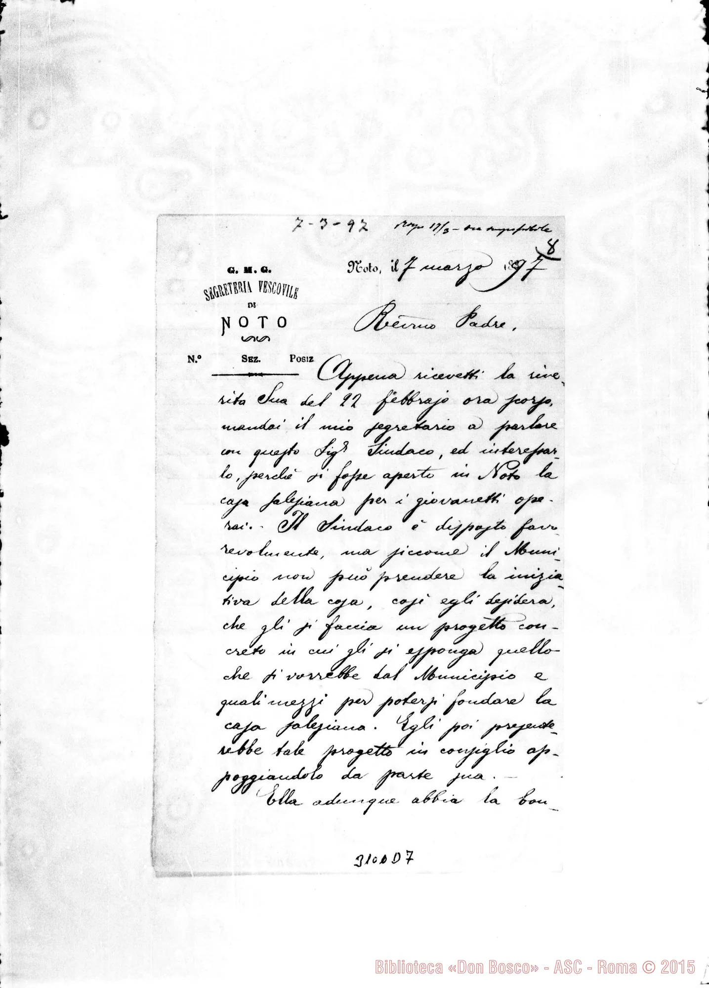 Fotogramma D 7 — Giovanni Blandini, vesc. - D. Bertello. Noto, 7-03-1897