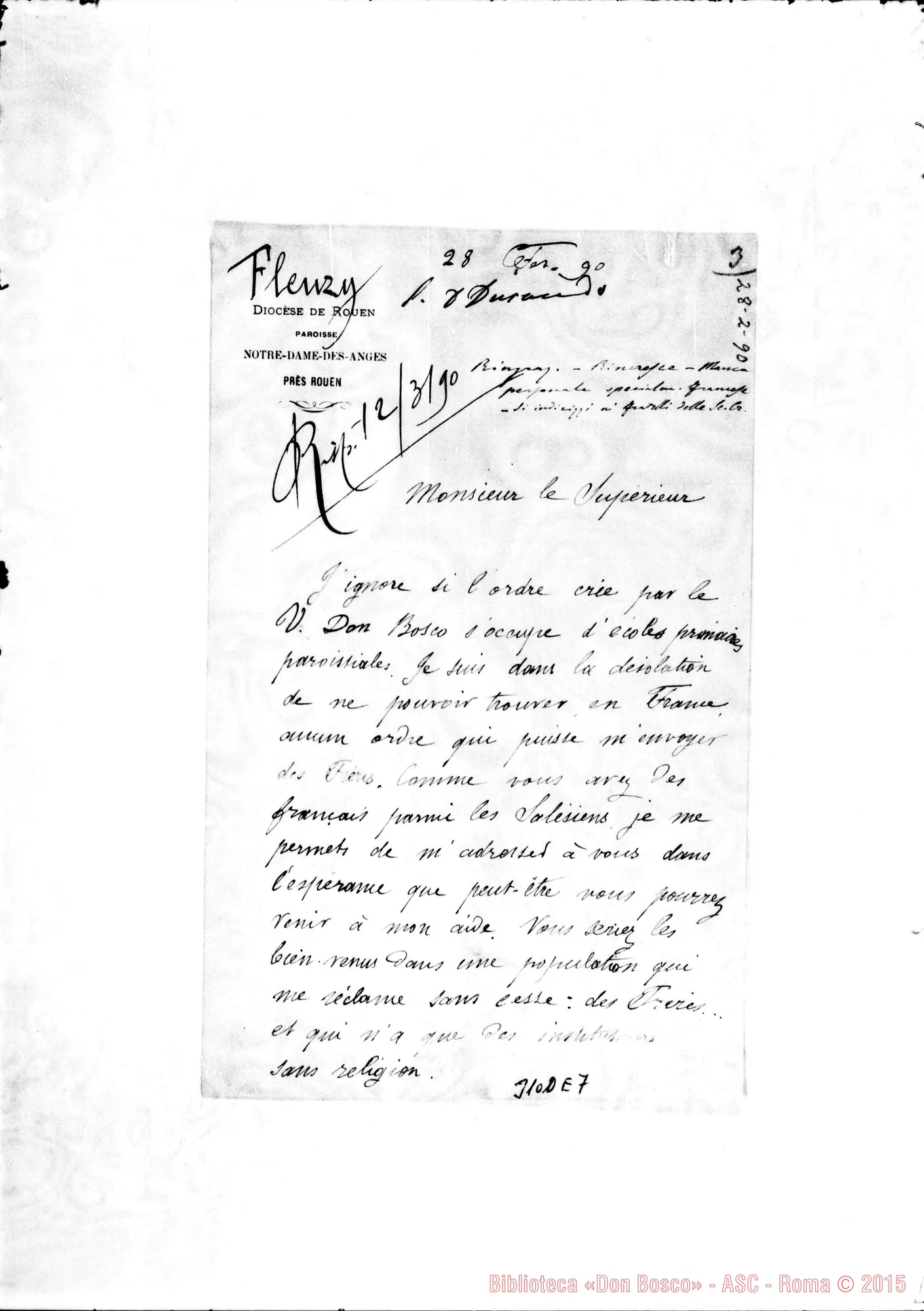 Fotogramma E 7 — Notre Dame des Anges: Paul Fleury - Monsieur Le Supérieur, il 28-02-1890