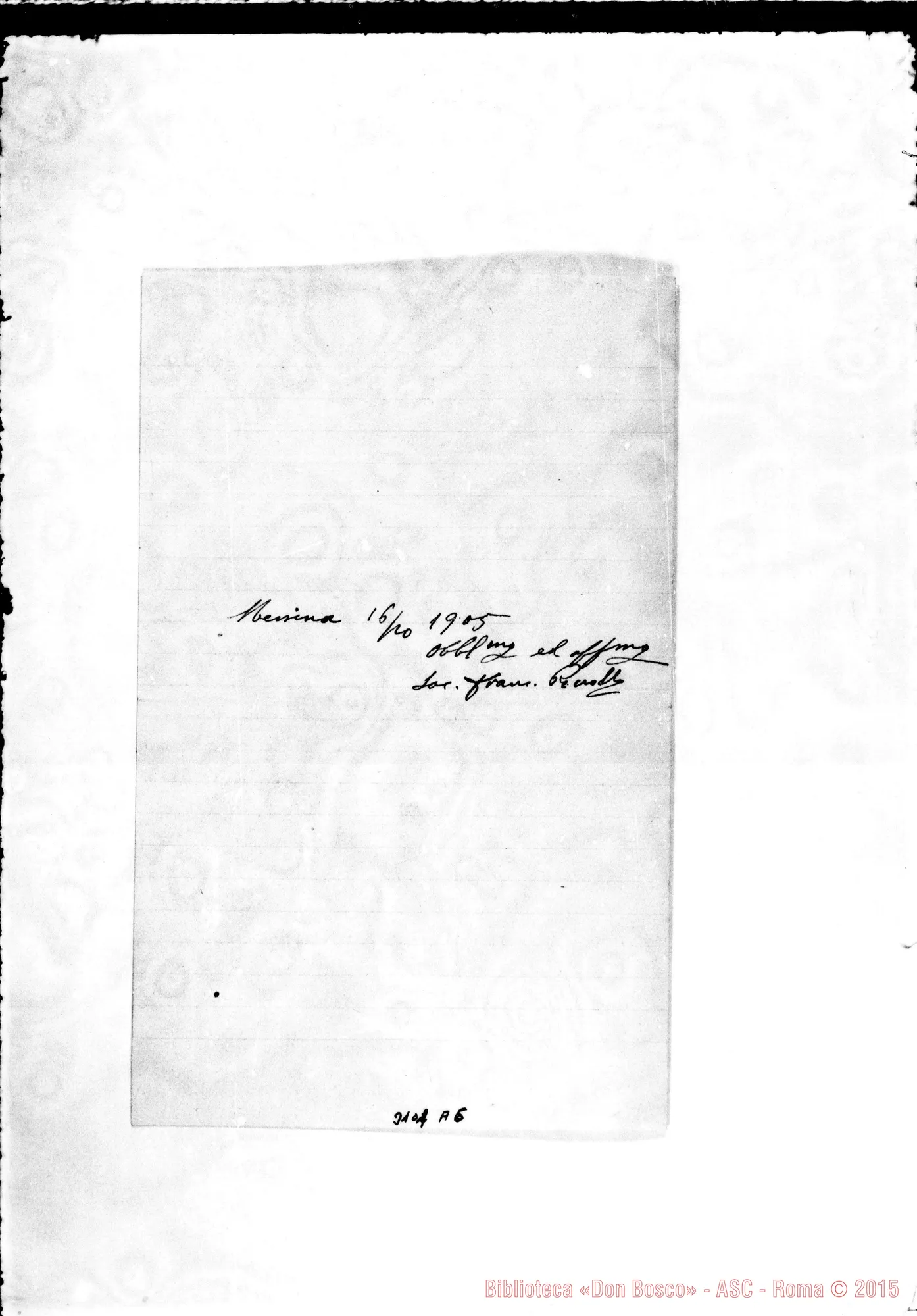 Fotogramma A 6 — Francesco D. Piccollo - D. Durando. Messina, 16-10-1905