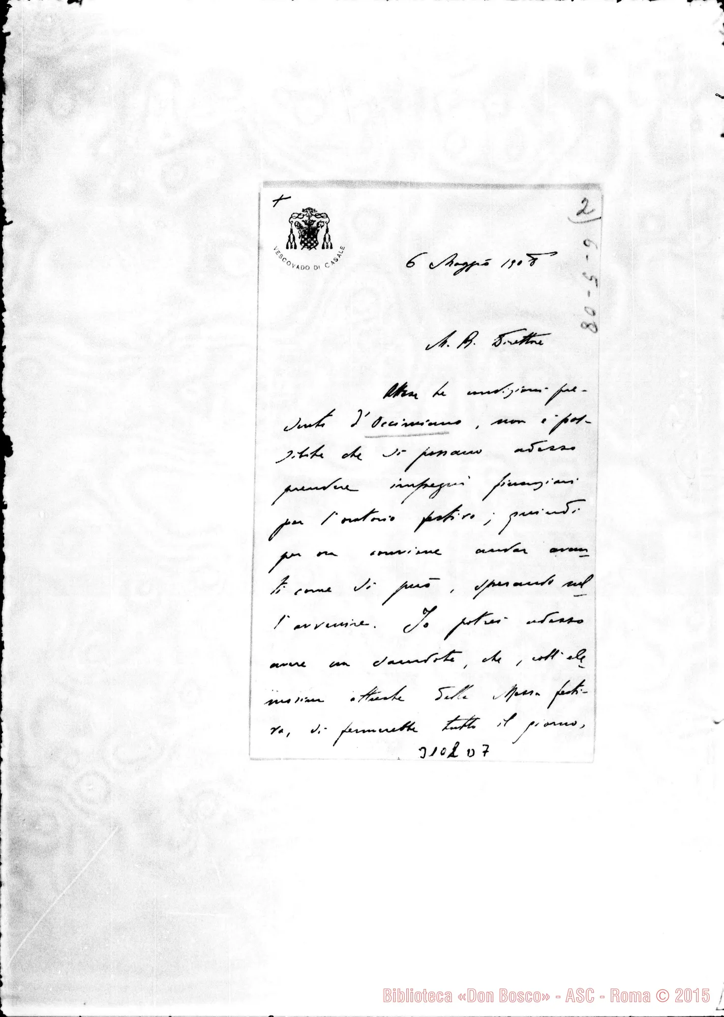 Fotogramma D 7 — Occimiano: Lodovico Gavotti, vesc. di Casale - Direttore. Casale, 6-08-1908