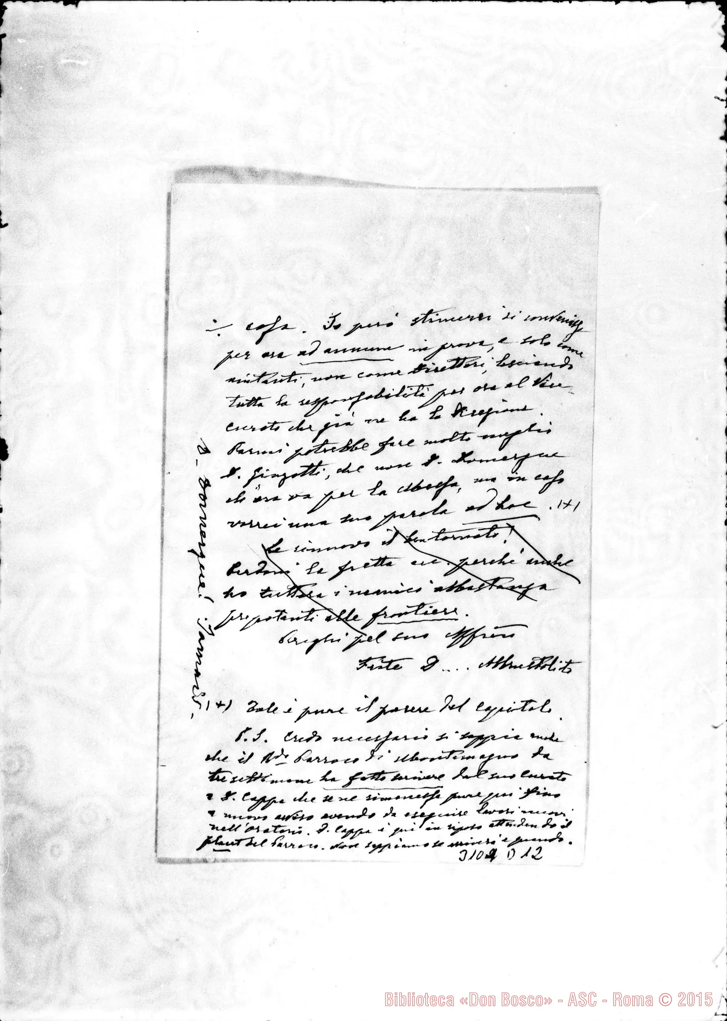 Fotogramma D 12 — Lettera A D. Cerniti da Borgo S. Martino, 1*8-05-1908